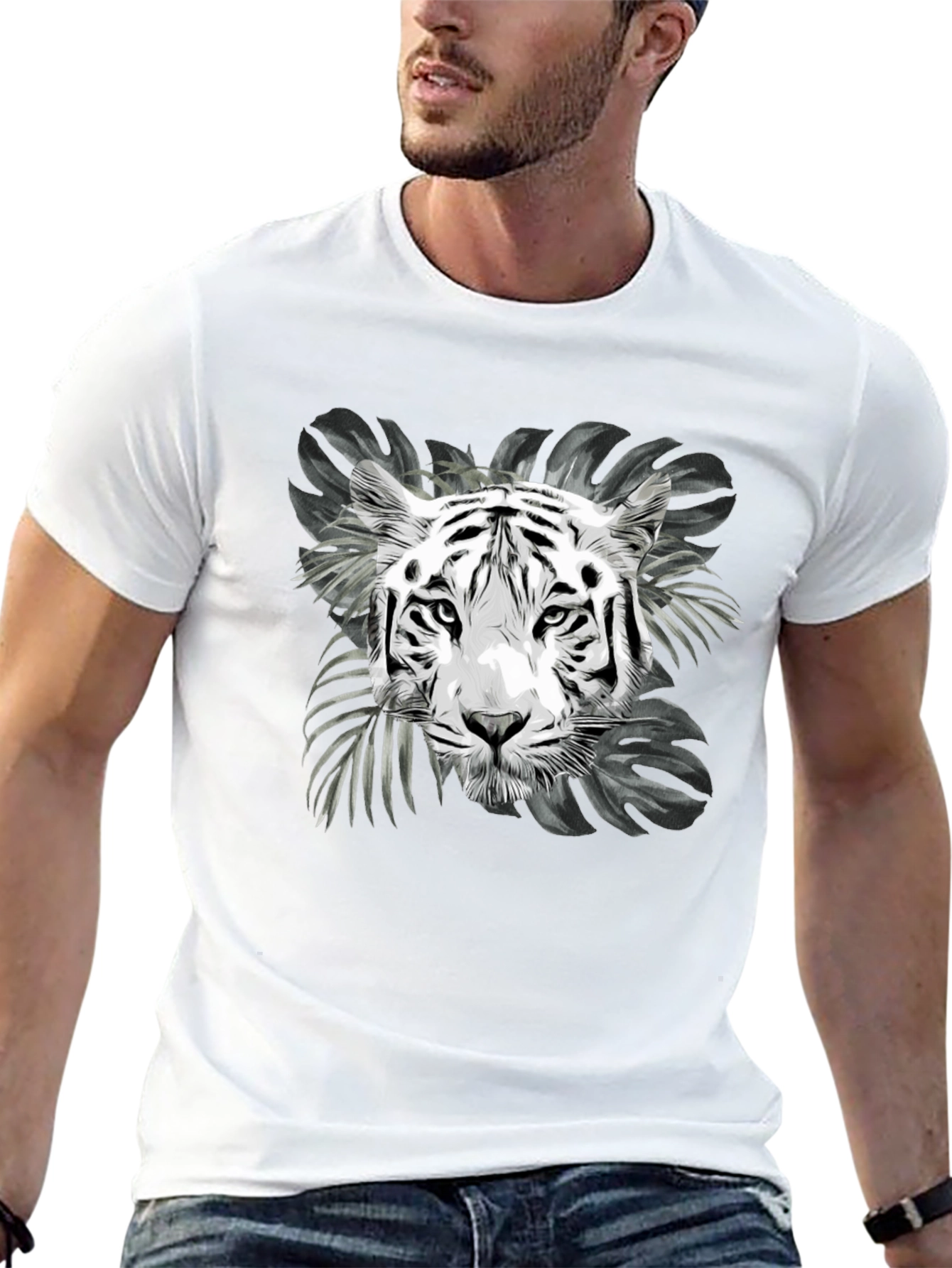 Black Tiger Graphic Print Black T-Shirt view 13