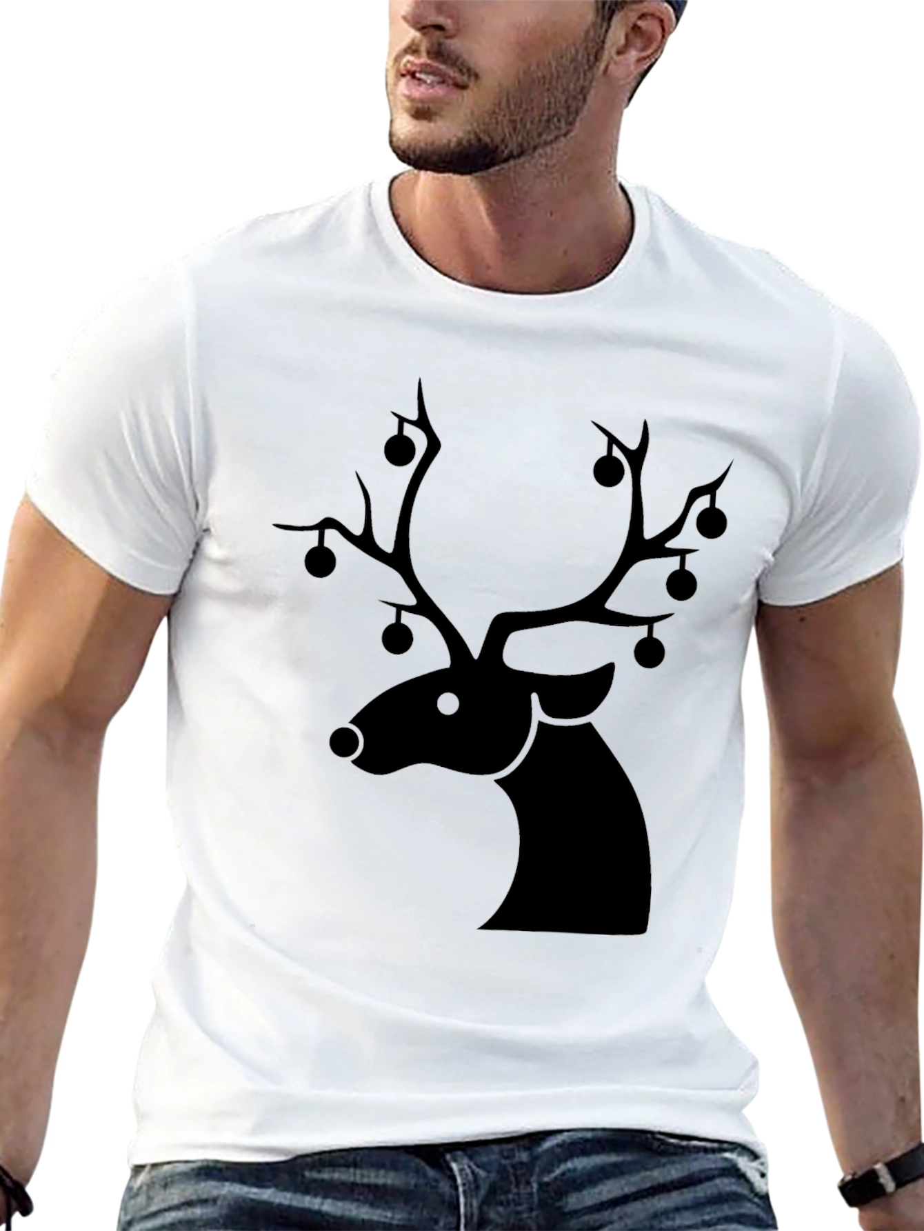 Black Festive Deer Graphic Tee view 13