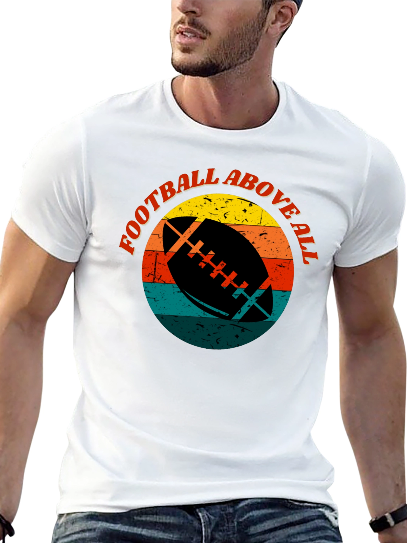 Black Football Above All Retro Graphic T-Shirt view 13