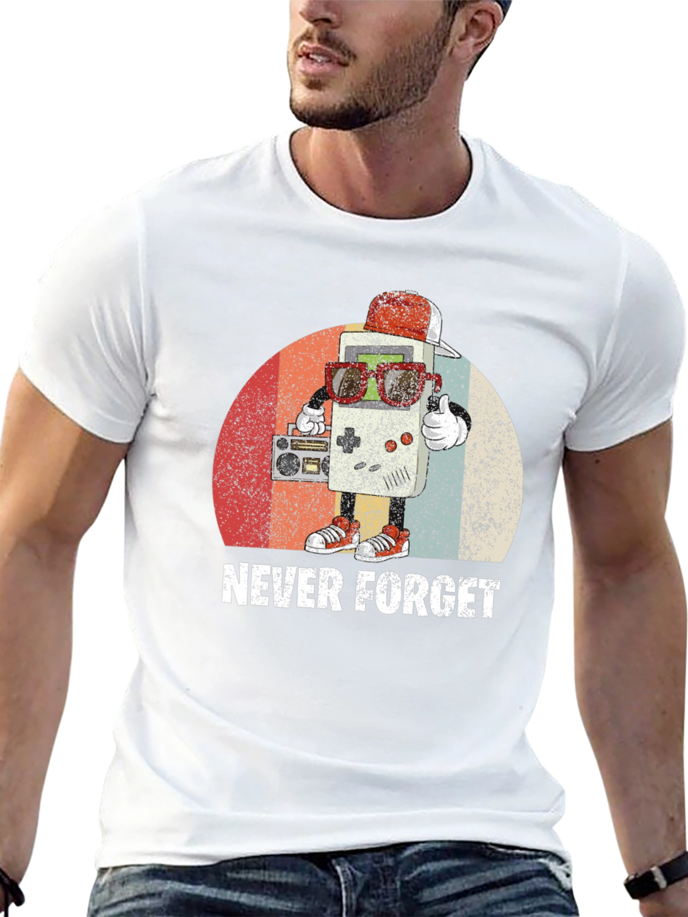 Black Retro Gaming Never Forget T-Shirt - Black view 13