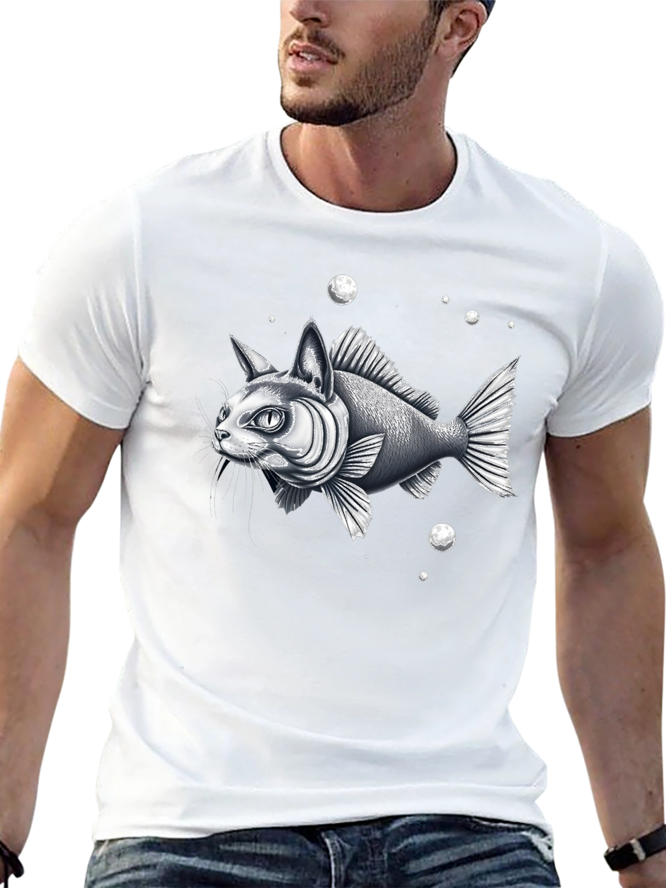 Black Catfish Graphic Tee - Unique Animal Hybrid Design view 13