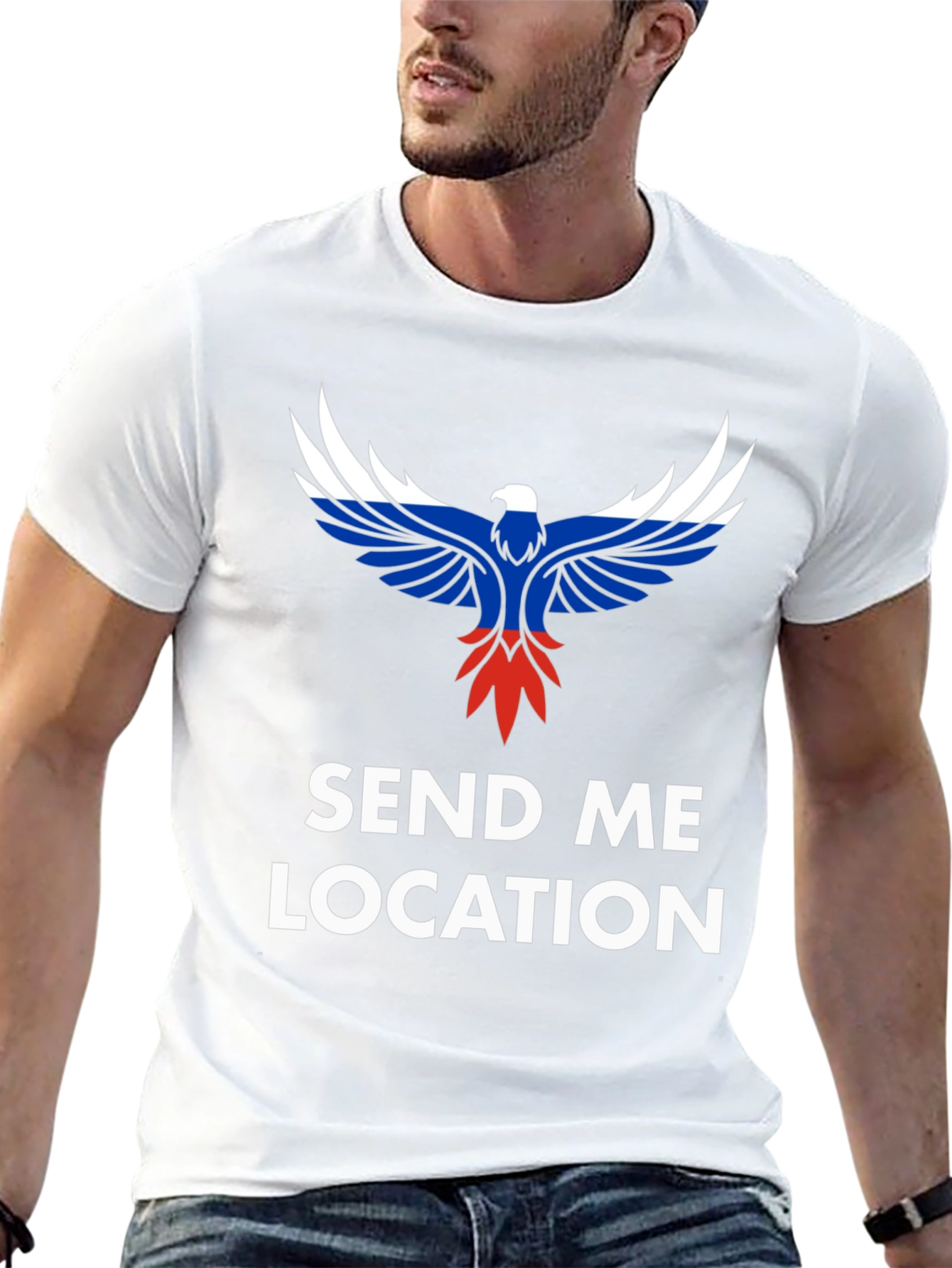 Black Send Me Location Tee - Patriotic Eagle Design view 13