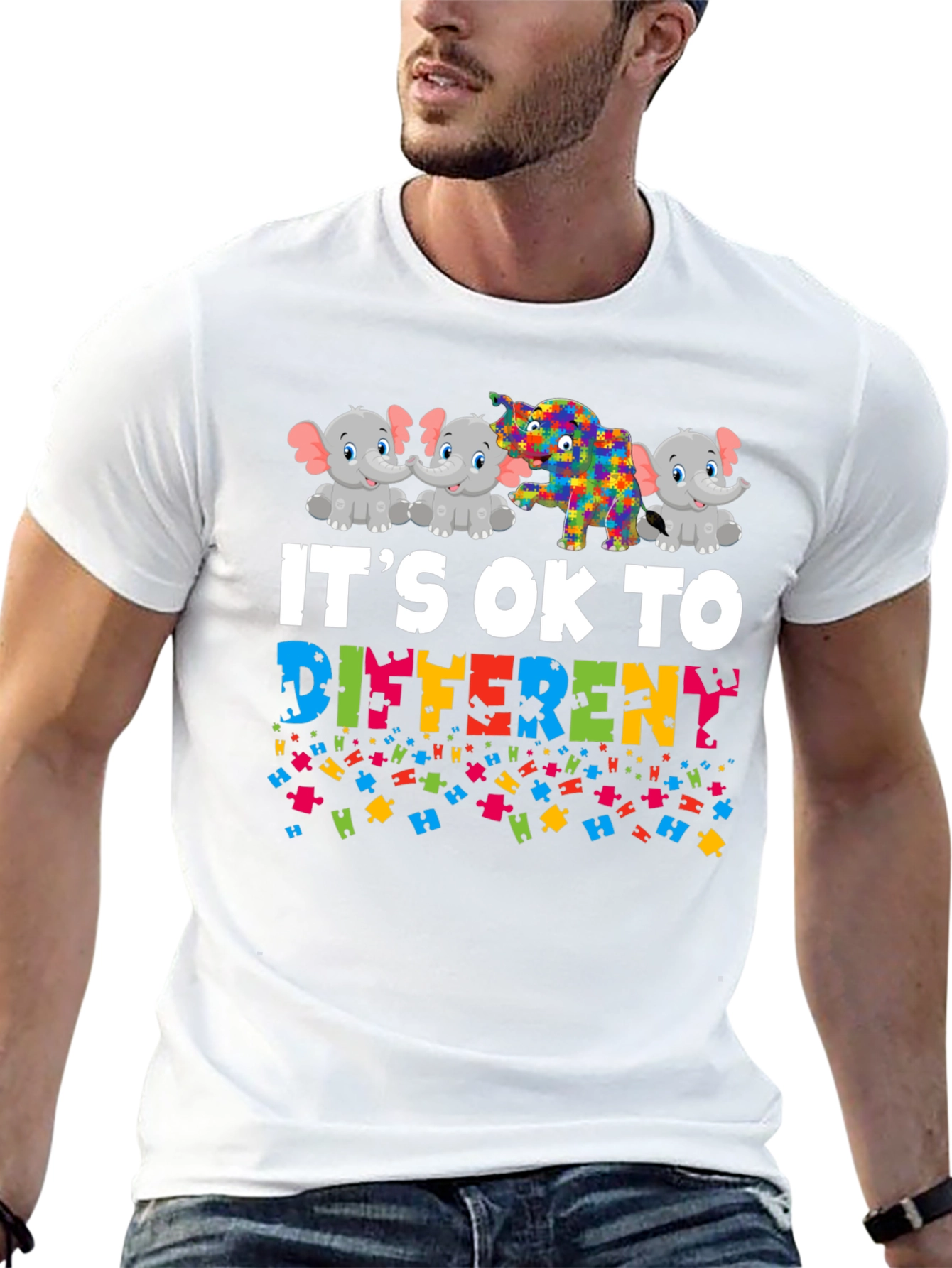 Black It's OK to be Different Autism Awareness T-Shirt view 13