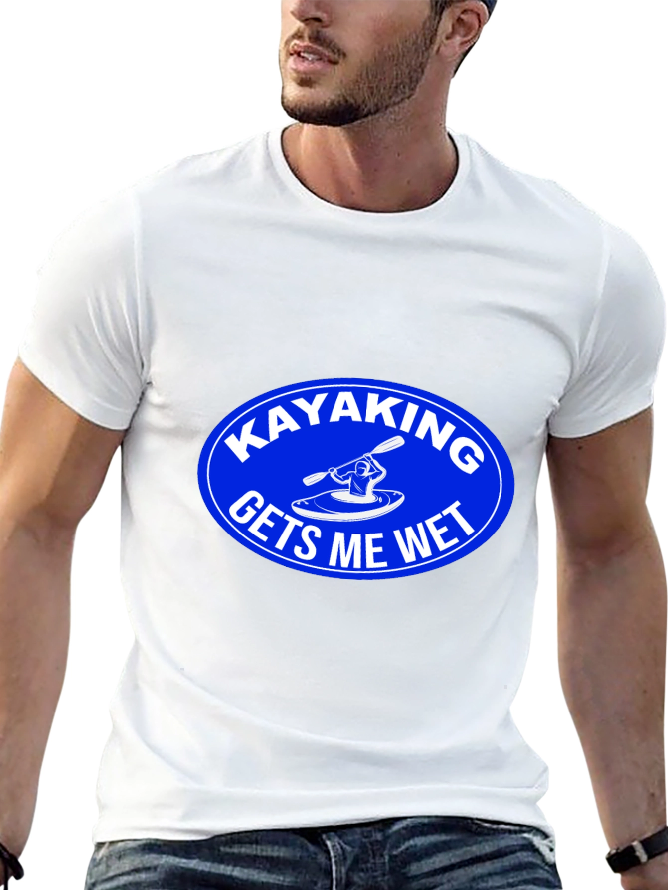 Black Kayaking Gets Me Wet Graphic T-Shirt view 13