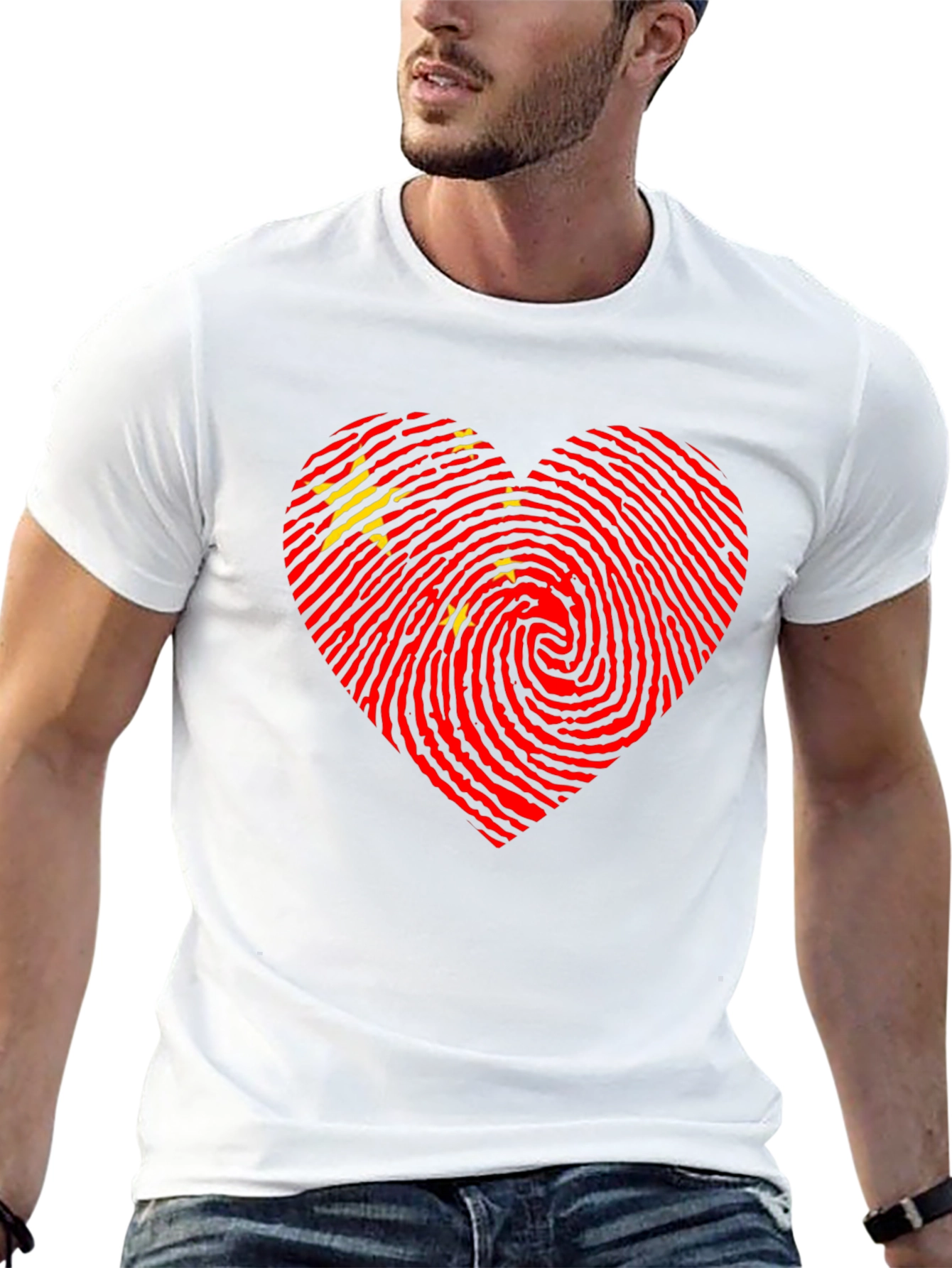 Black China Flag Heartbeat T-Shirt | Patriotic Pride view 13