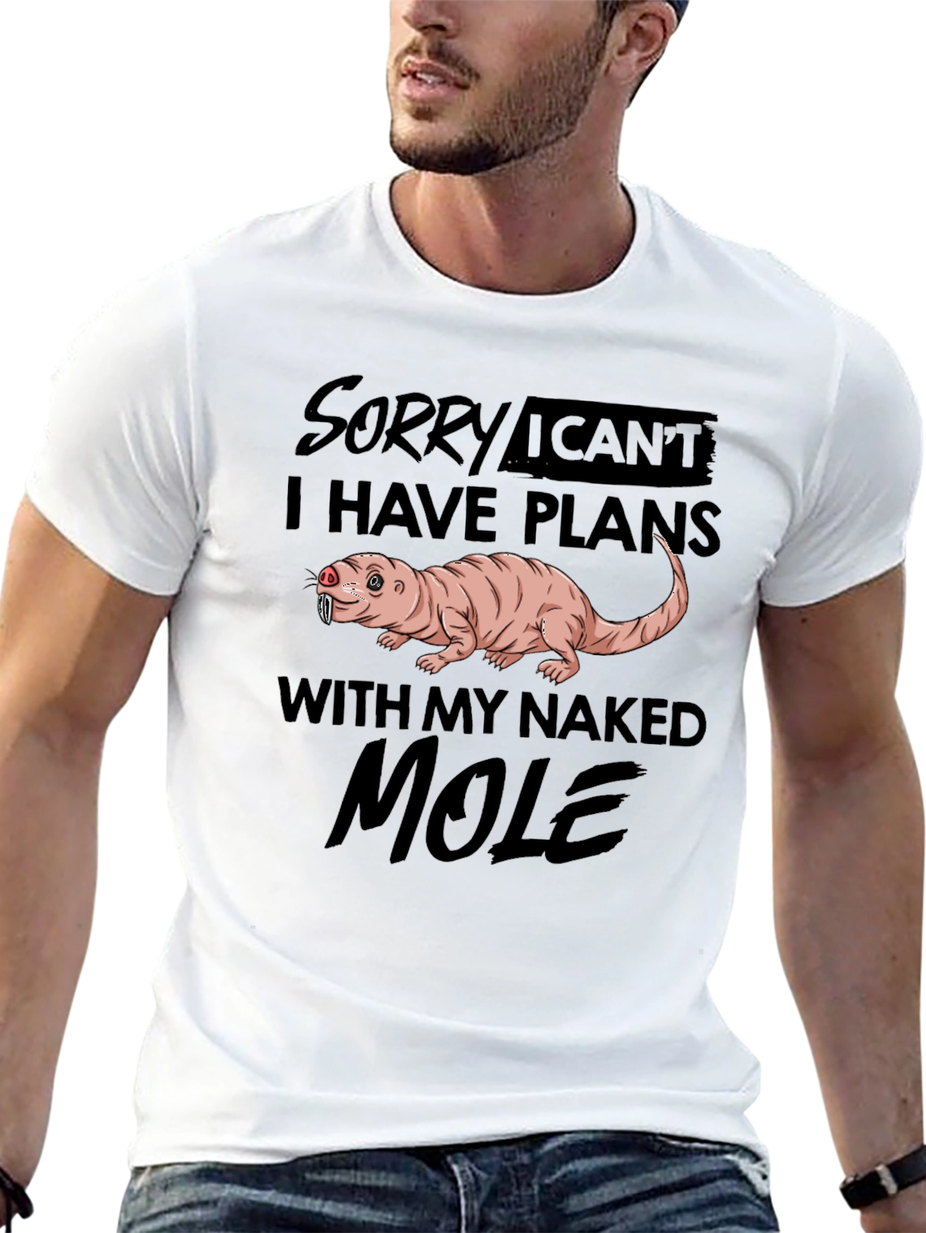 Black Naked Mole Rat Plans Funny Graphic Tee view 13