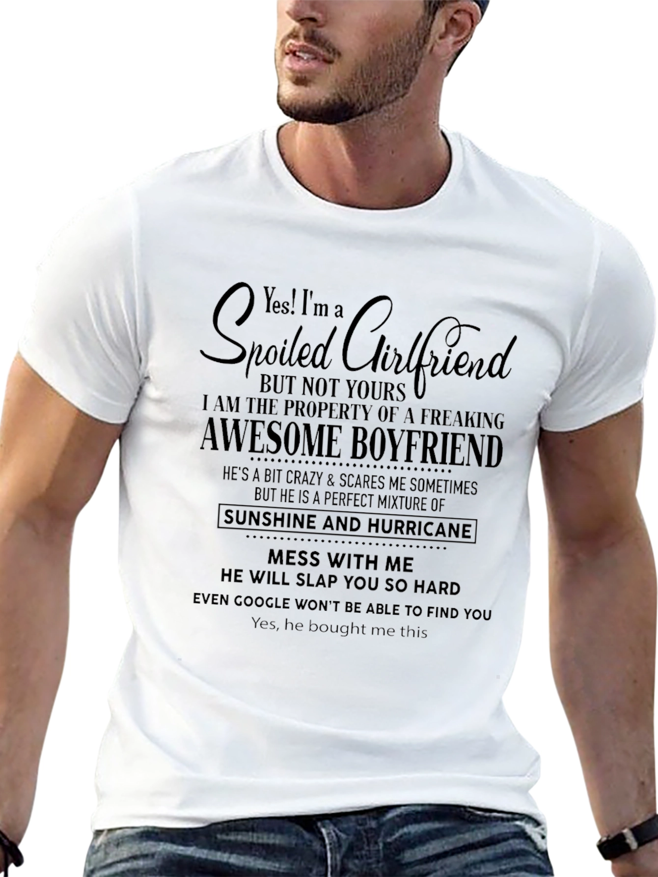 Black Spoiled Girlfriend Awesome Boyfriend Graphic Tee view 13