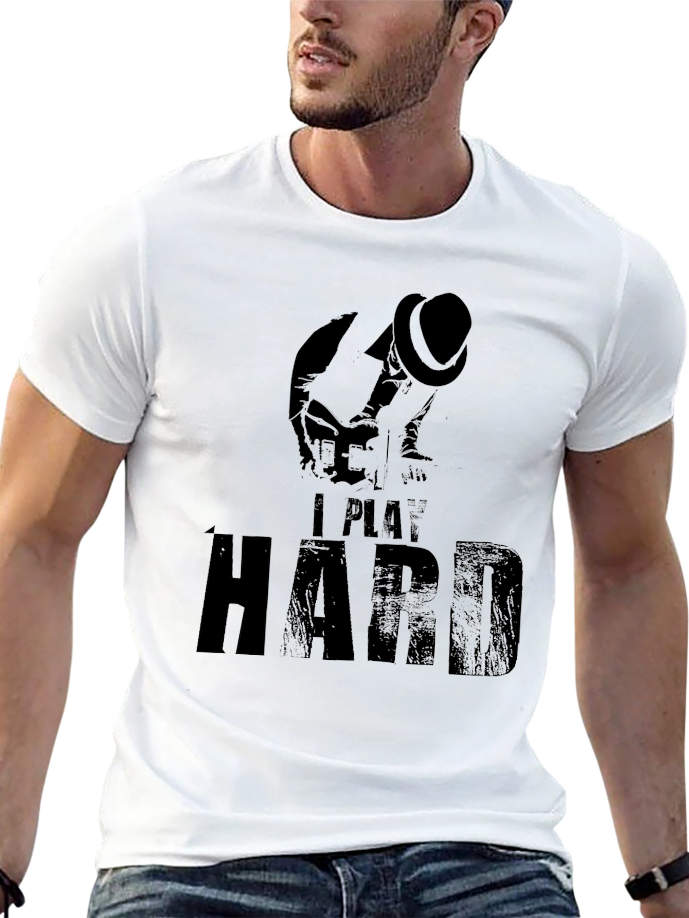Black I Play Hard T-Shirt - Black view 13