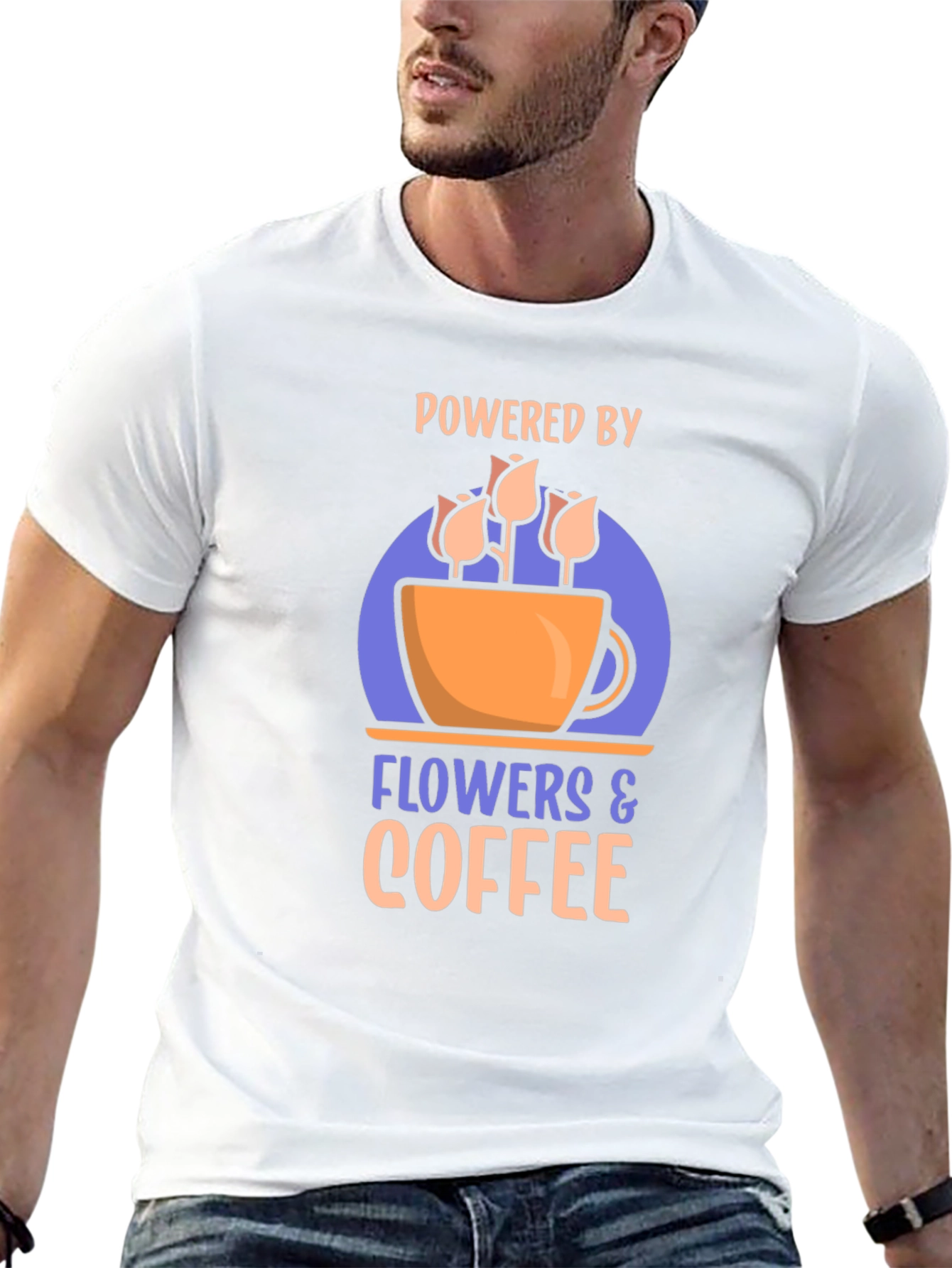 Black Powered by Flowers & Coffee Graphic Tee view 13