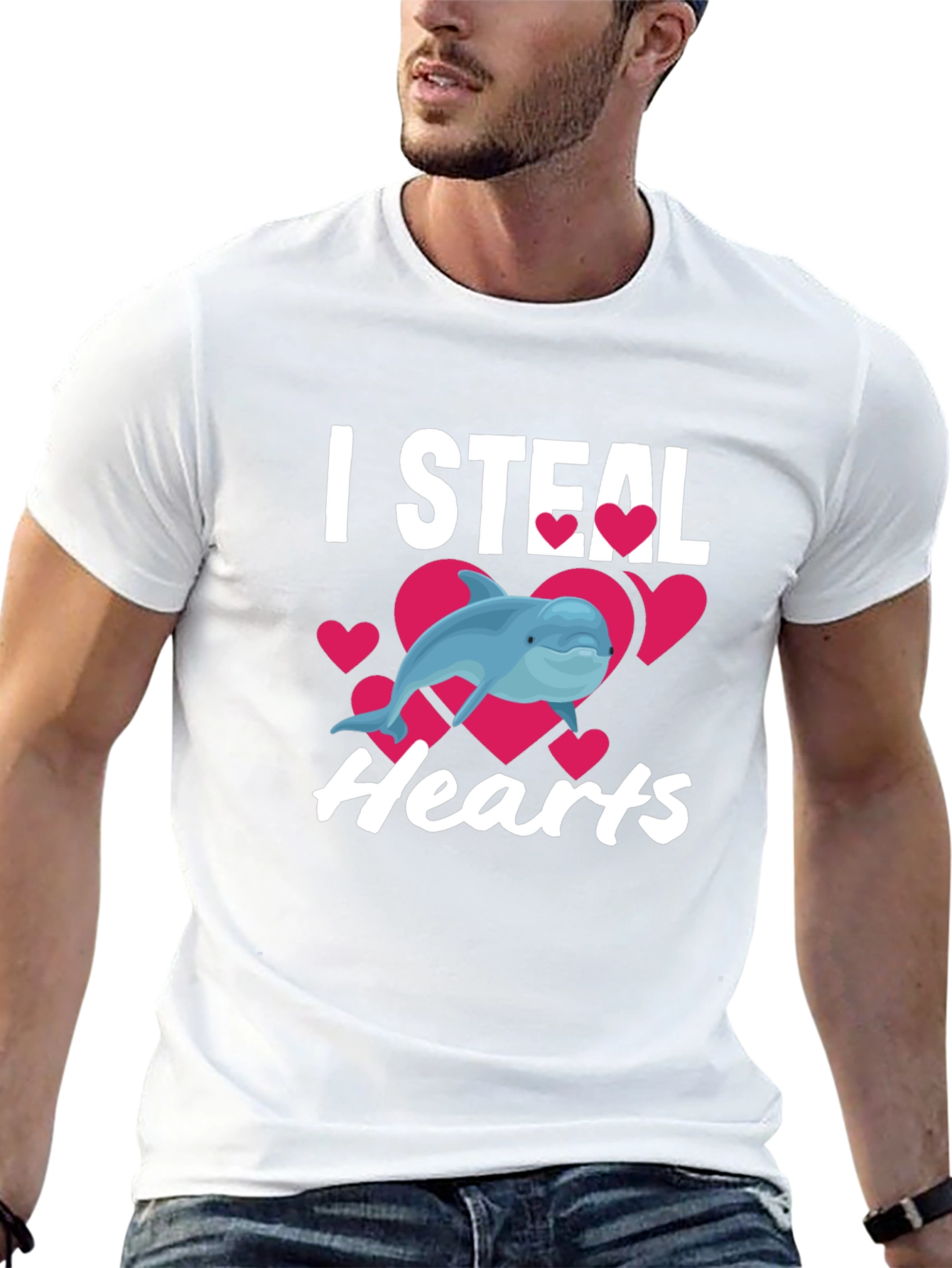 Black I Steal Hearts Dolphin Graphic Tee - Black view 13