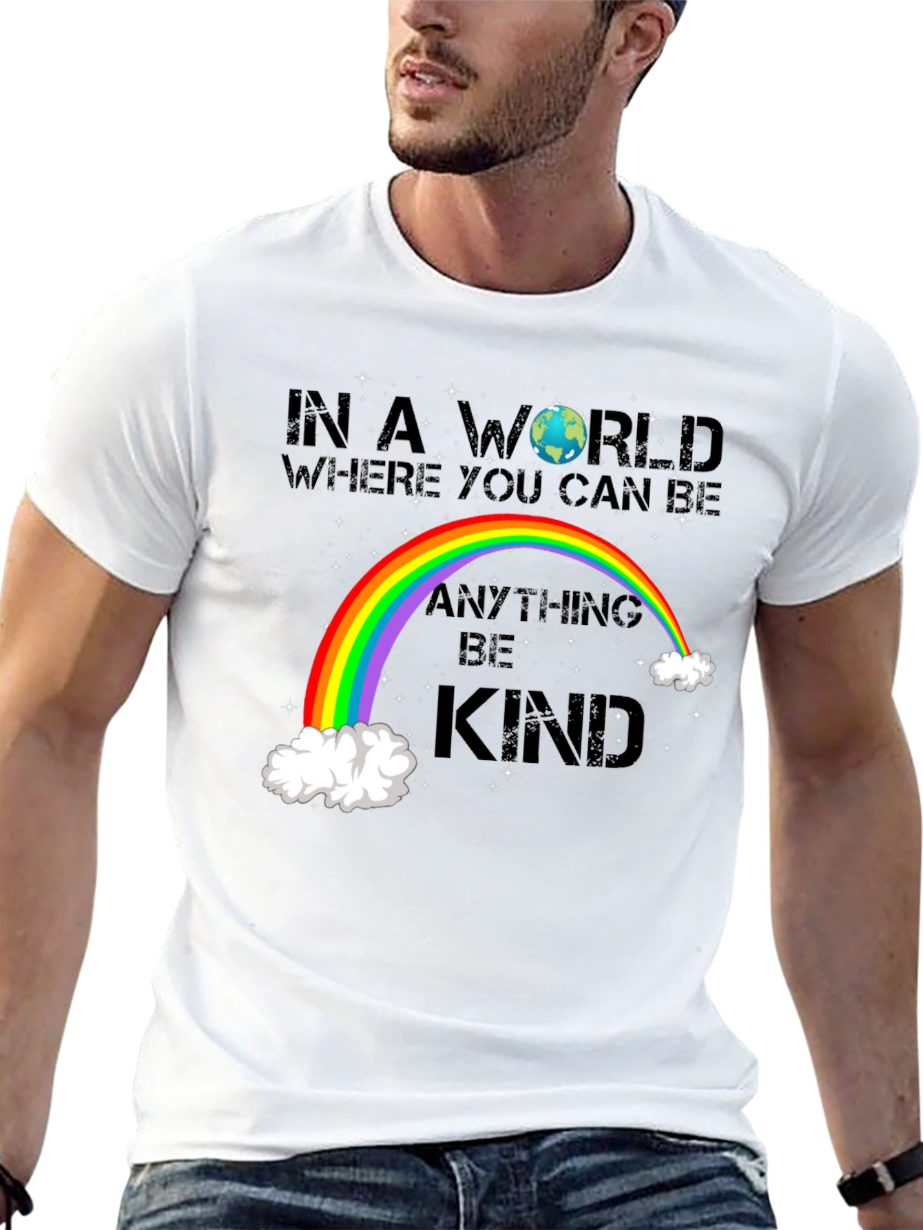 Black Be Kind Rainbow Graphic T-Shirt view 13