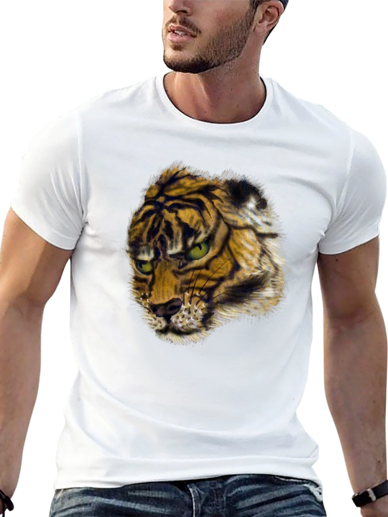 Black Men's Black Tiger Graphic Tee view 13