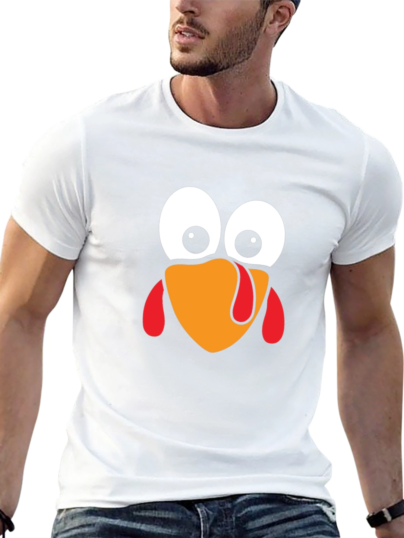 Black Funny Turkey Face Thanksgiving Black T-Shirt view 13