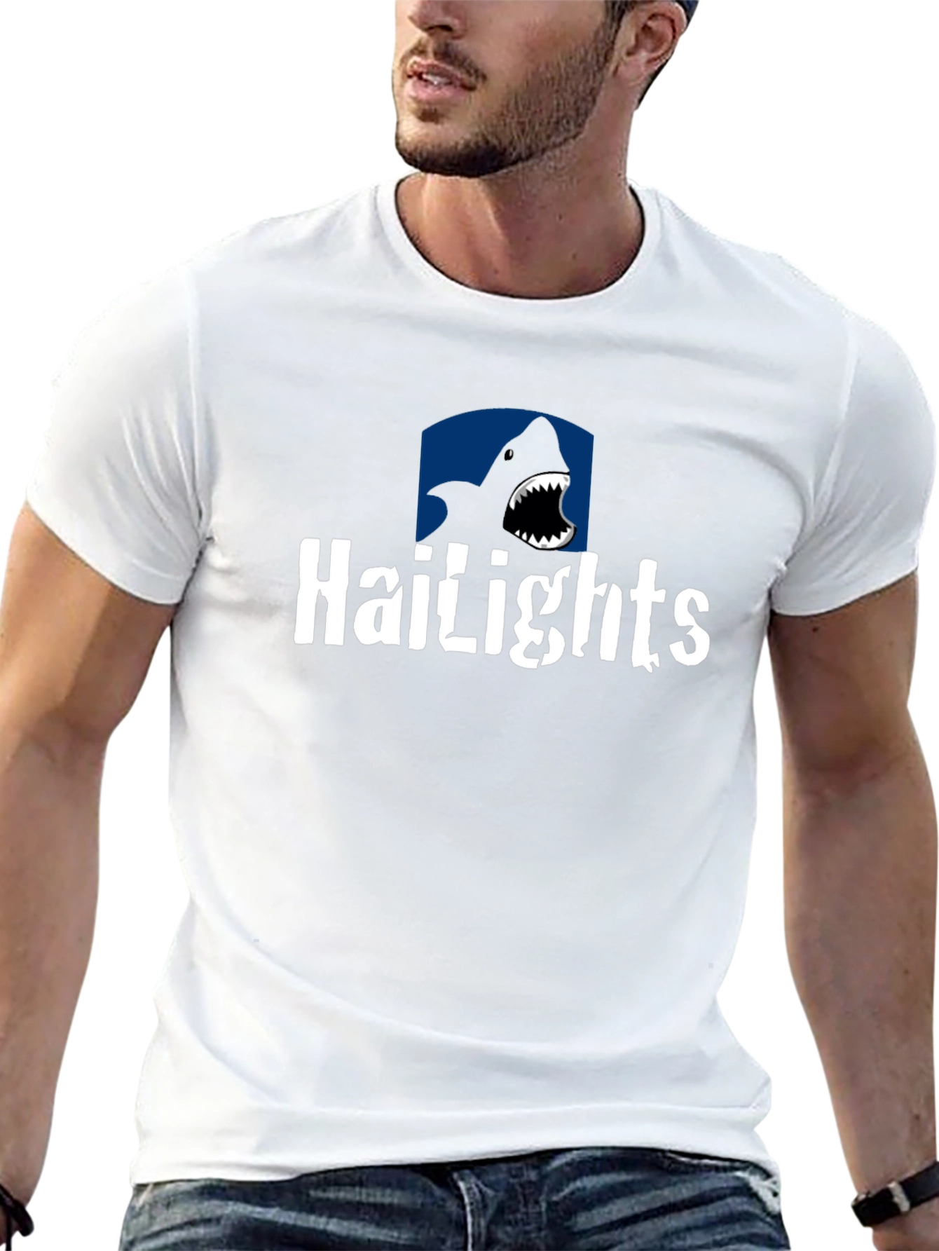 Black Hailights Shark T-Shirt - Black Cotton Tee view 13
