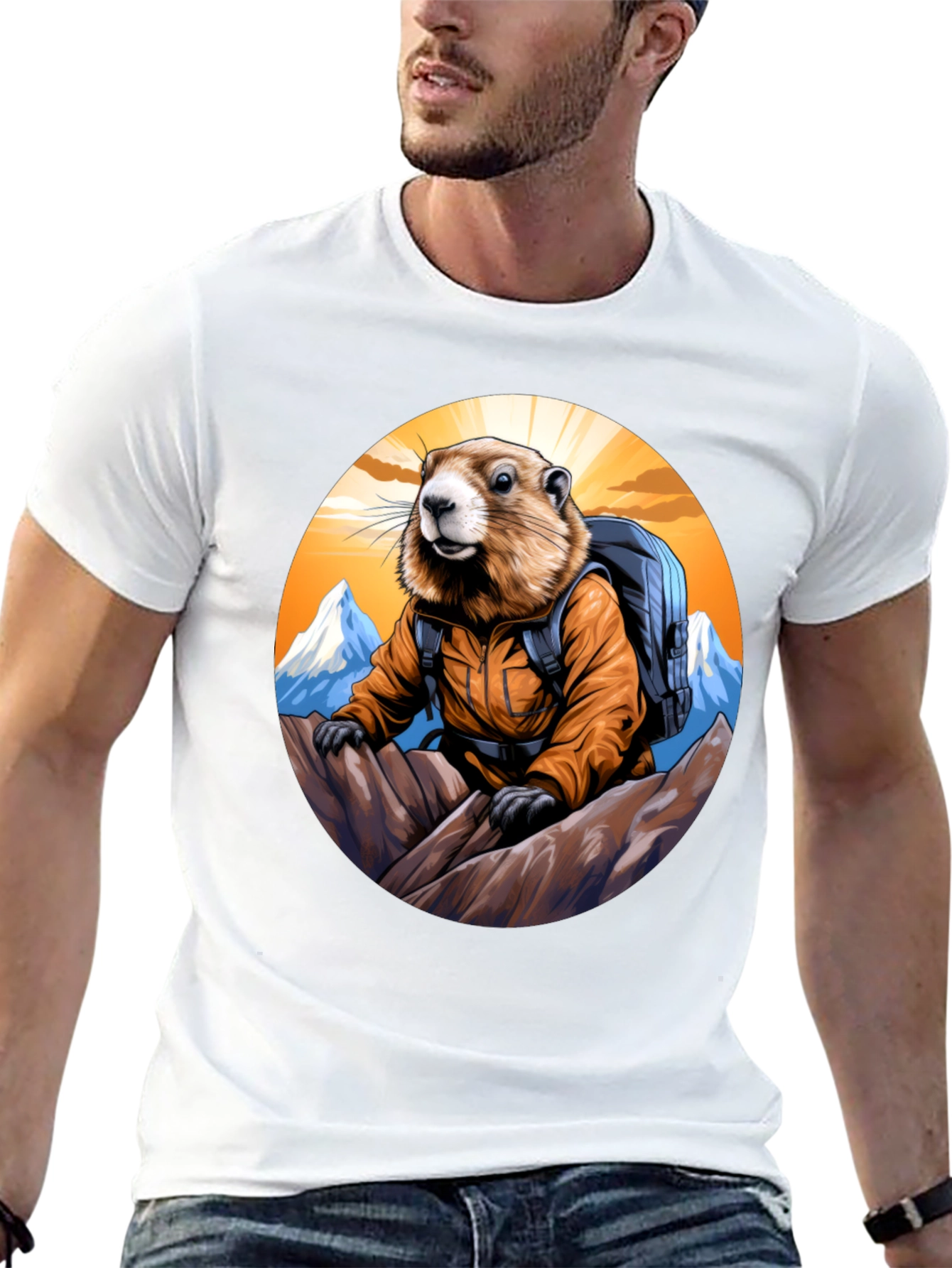 Black Hiking Marmot T-Shirt - Mountain Adventure view 13