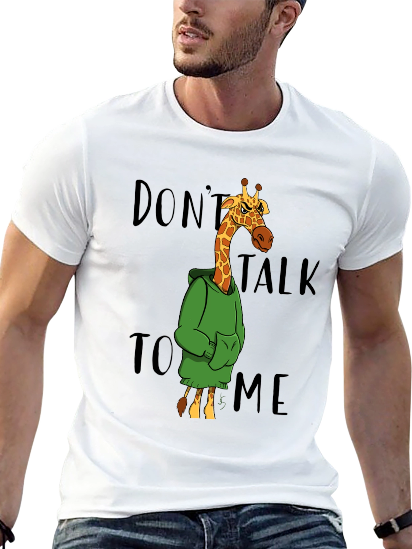 Black Don't Talk to Me Giraffe Graphic T-Shirt view 13