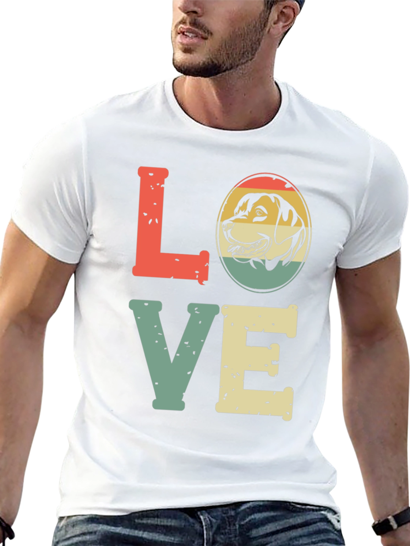 Black Retro Dog Lover T-Shirt - "LOVE" Design view 13