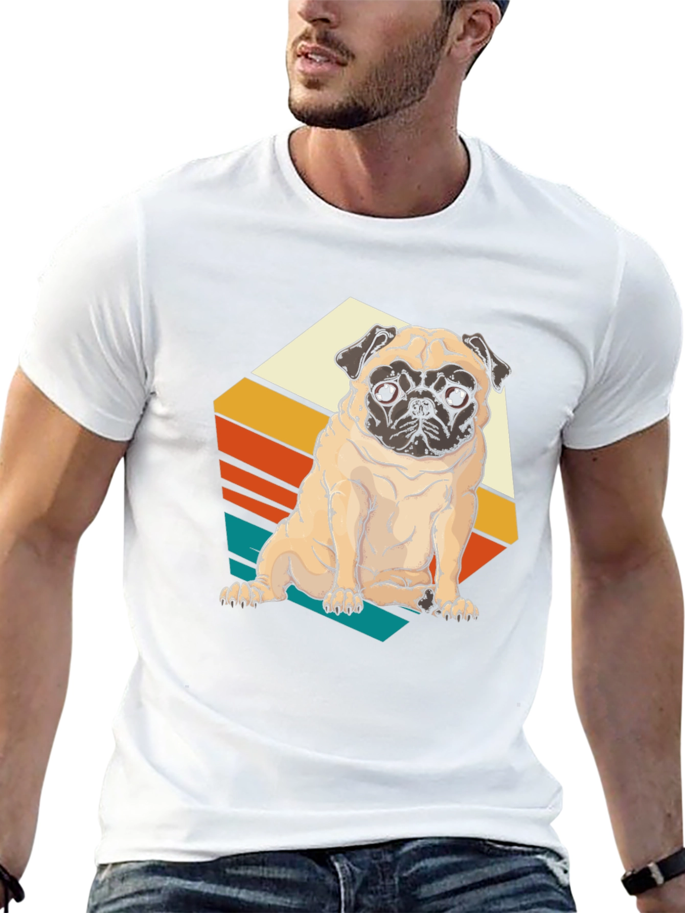 Black Retro Pug T-Shirt - Vintage Dog Lover Tee view 13
