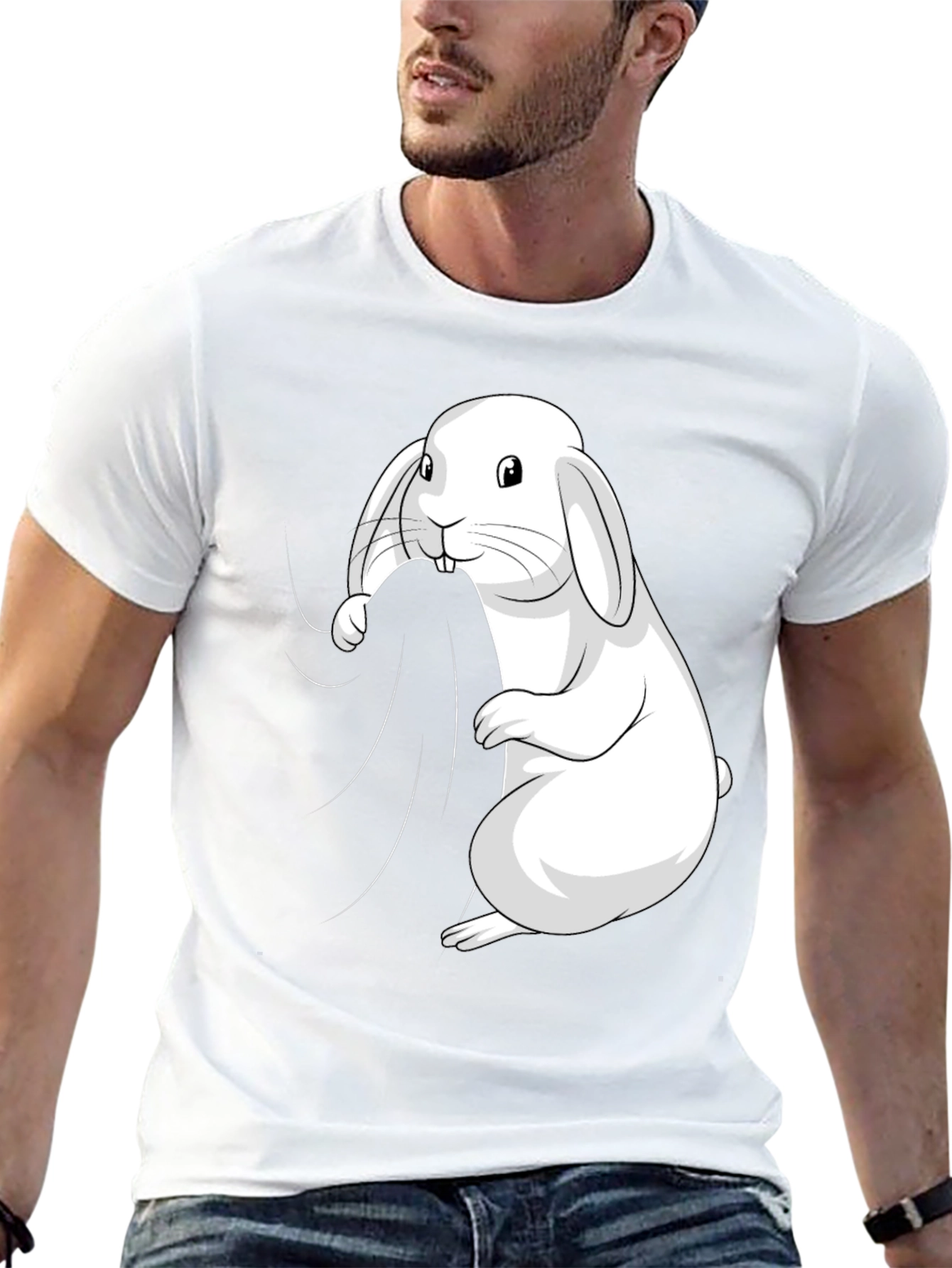 Black Bunny Graphic Tee - Black Cotton T-Shirt view 13