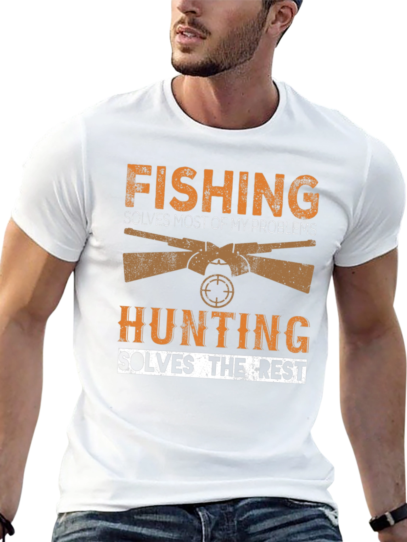 Black Fishing & Hunting Graphic Tee - Problem Solver view 13