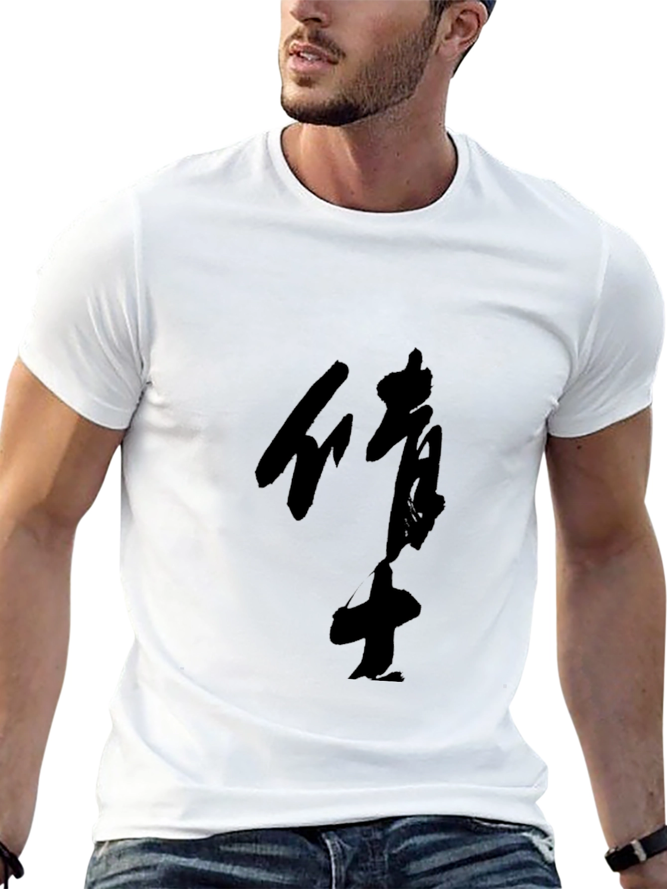 Black Stylish Black T-Shirt with Asian Inspired Graphic view 13