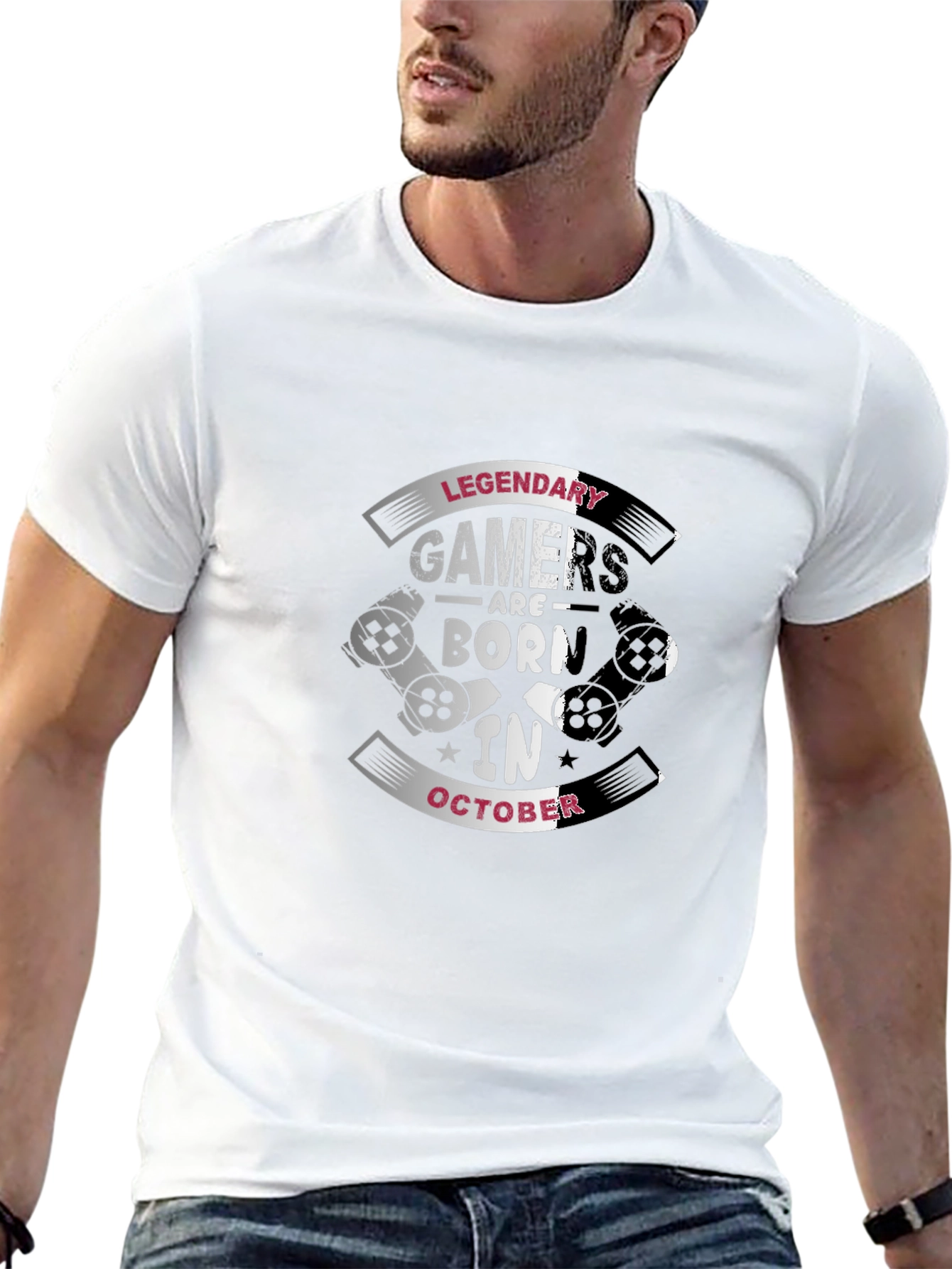 Black Legendary Gamers Born in October Black T-Shirt view 13