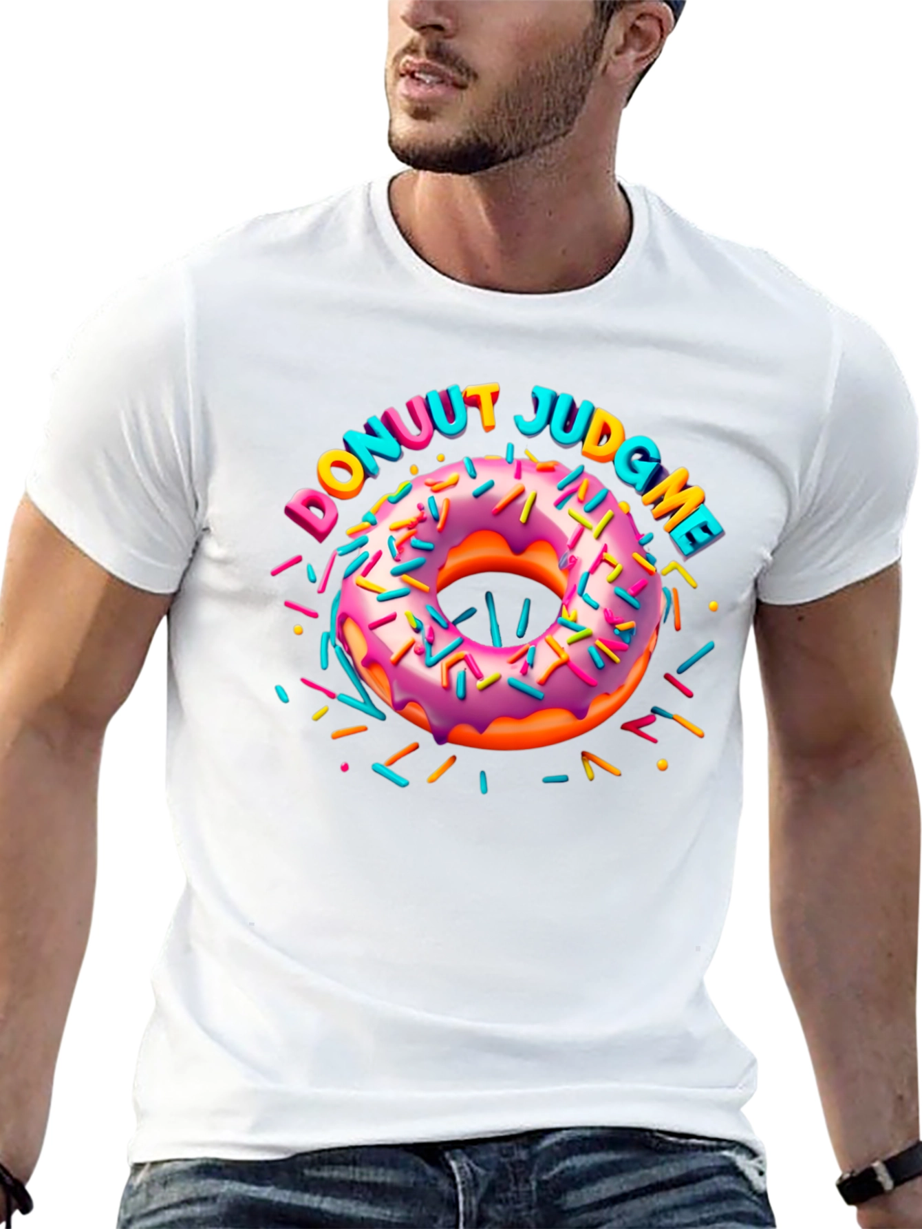 Black Donuut Judge Me Novelty Graphic T-Shirt view 13