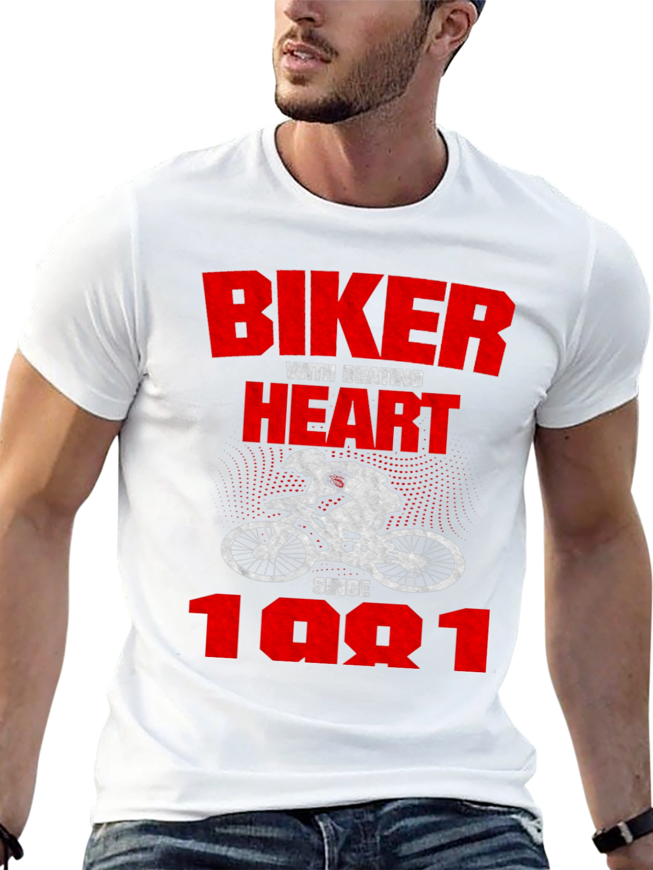 Black Biker Heartbeat Since 1981 Graphic Tee view 13