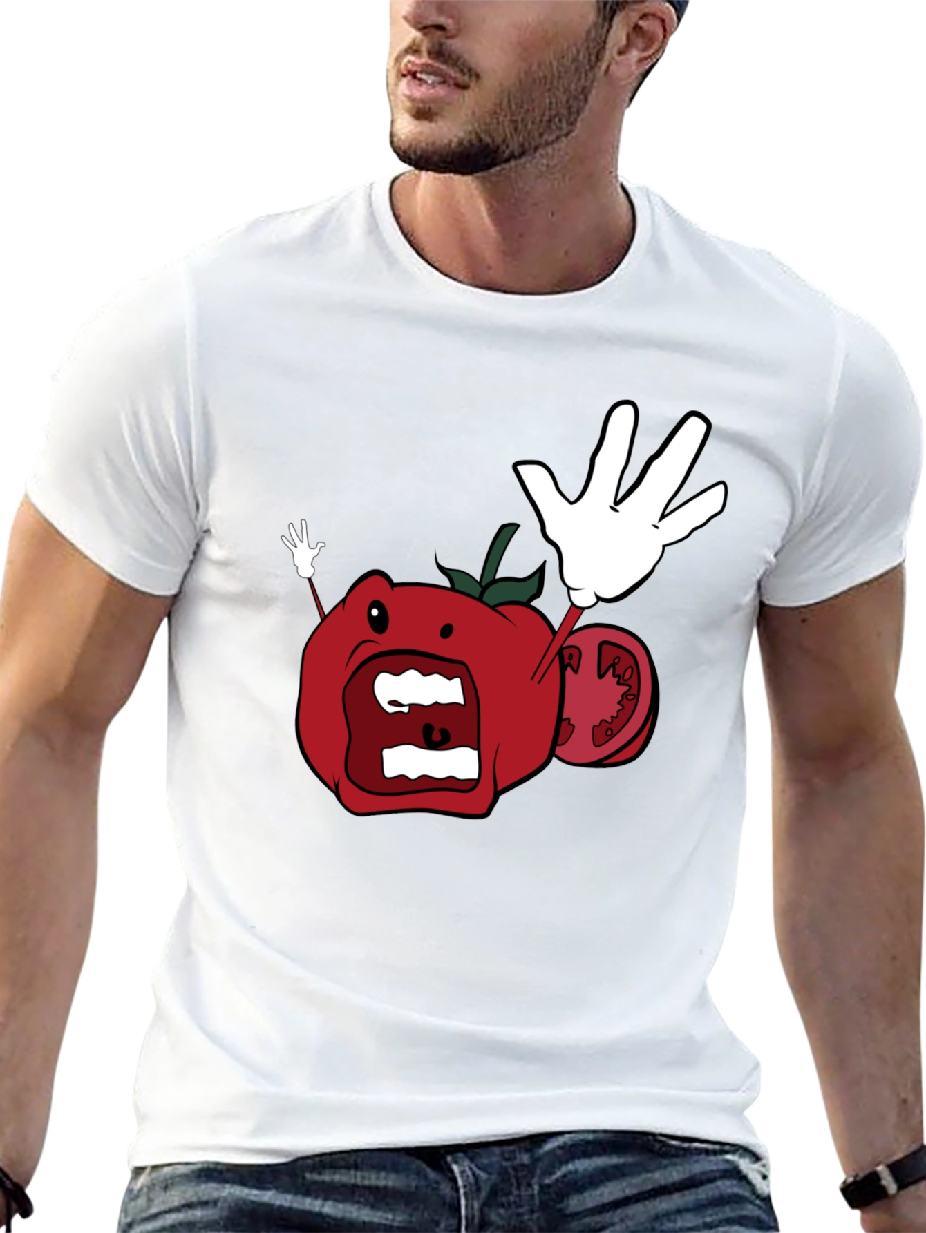 Tomato Cartoon Black T-Shirt - 13