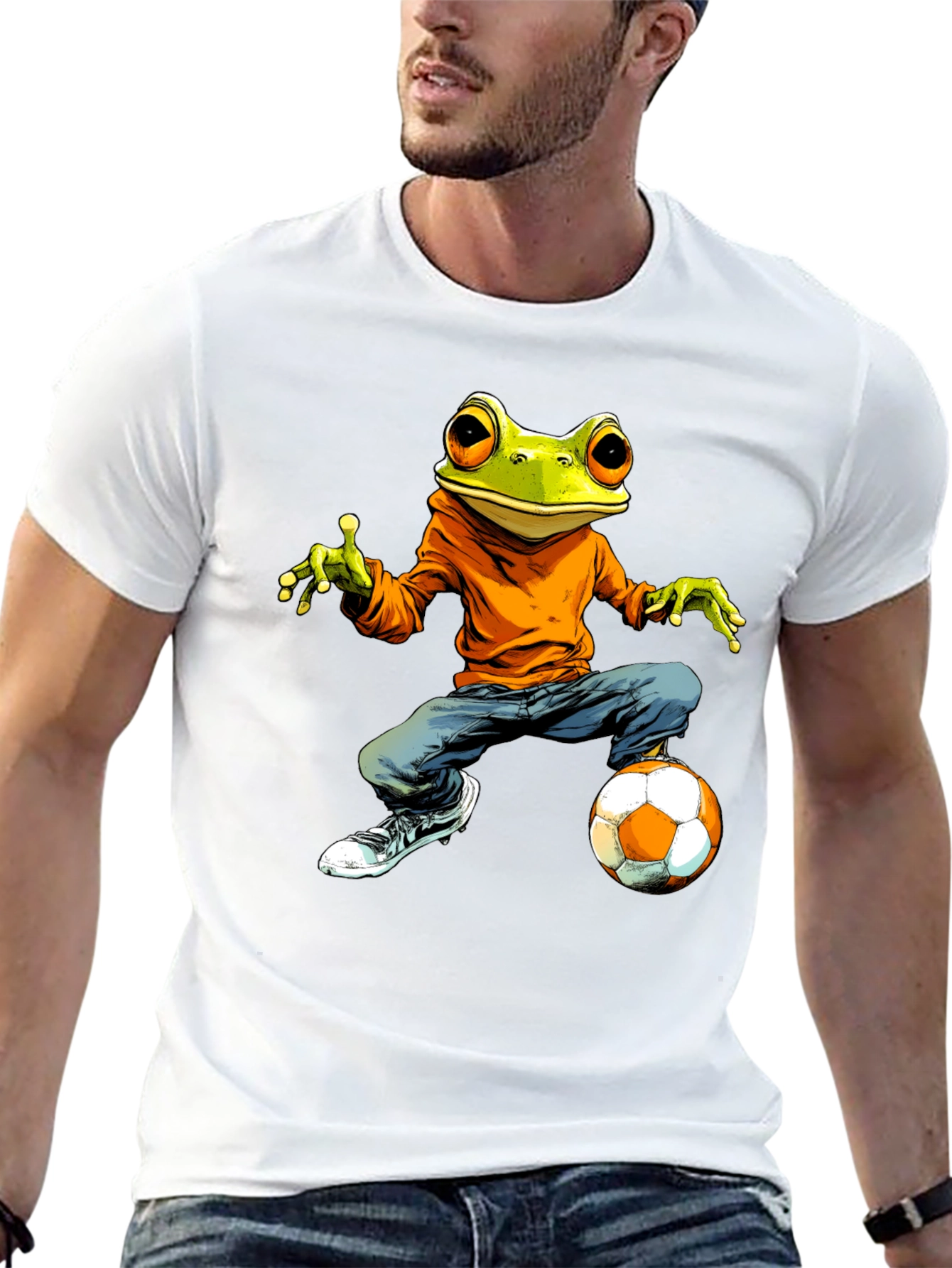 Black Frog Soccer Player Graphic Tee view 13