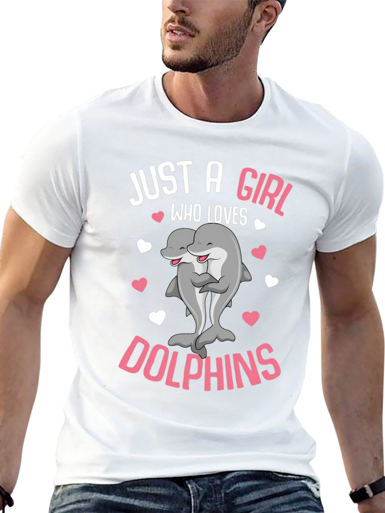 Black Just a Girl Who Loves Dolphins T-Shirt view 13