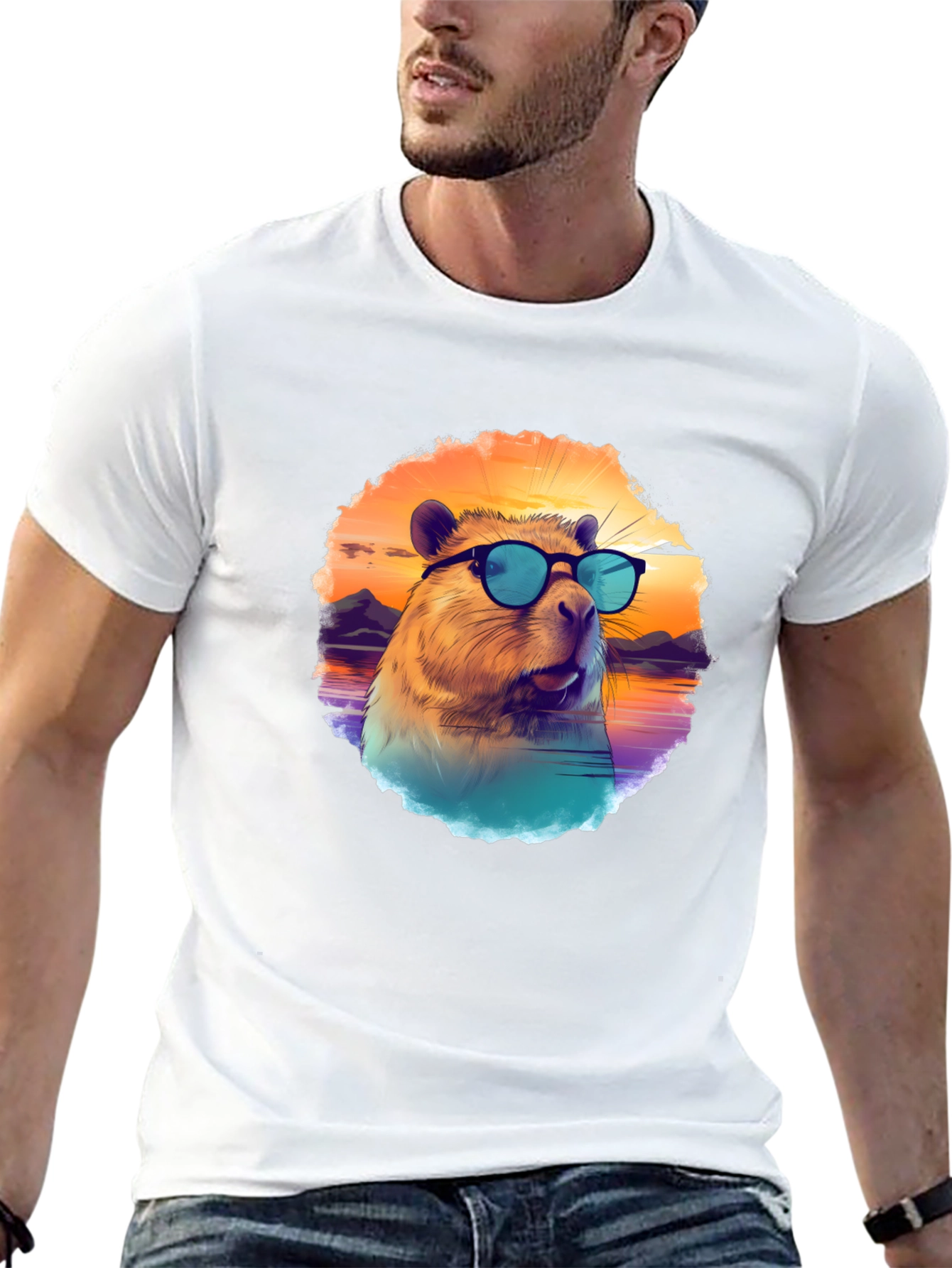 Black Cool Capybara T-Shirt view 13
