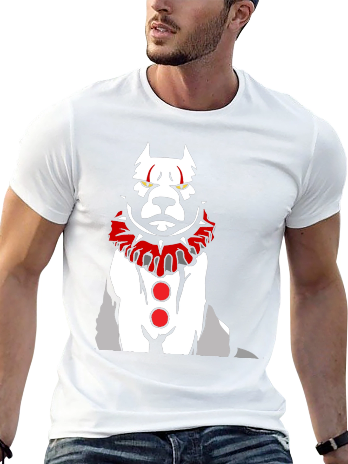 Black Scary Clown Dog Graphic T-Shirt view 13
