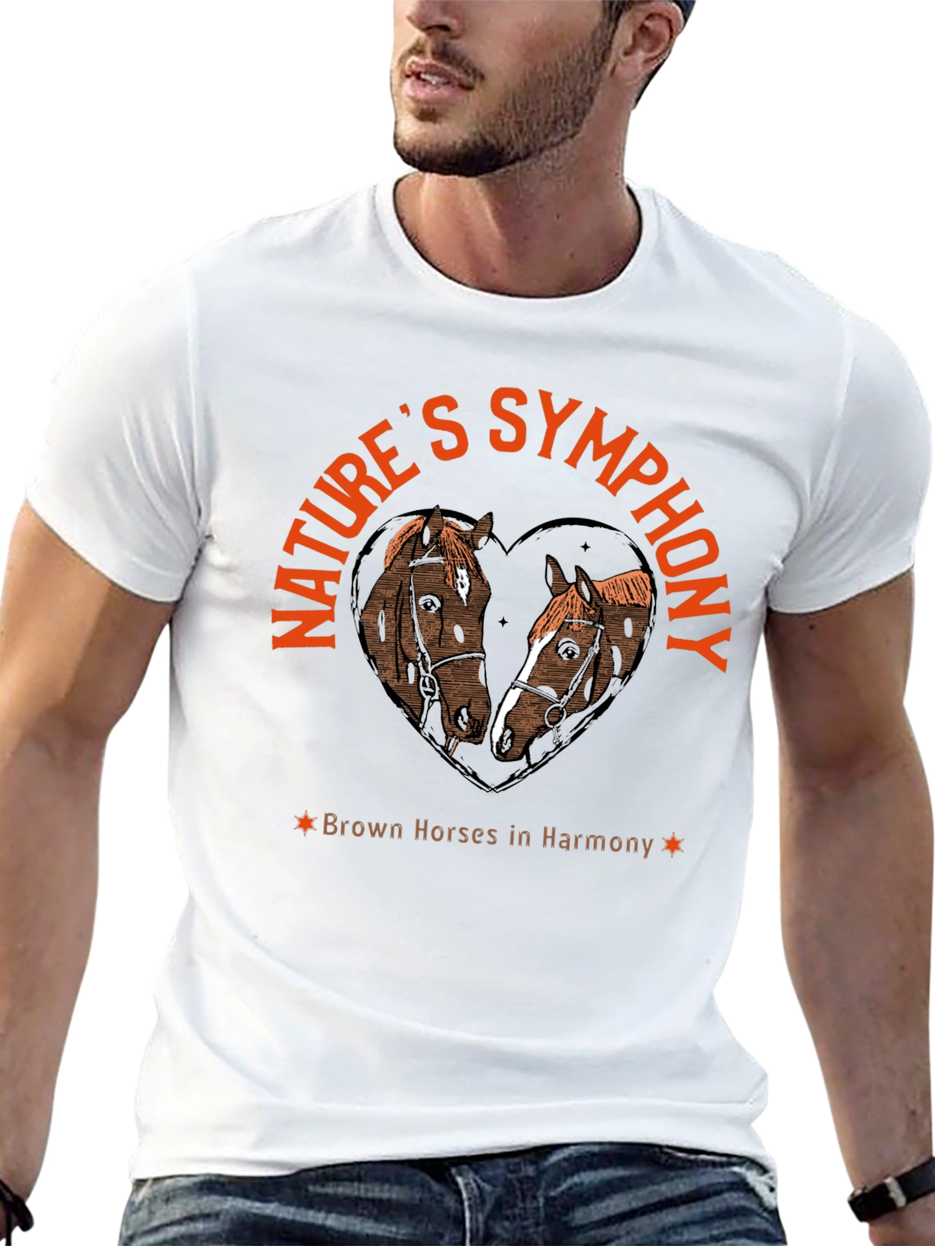 Black Nature's Symphony Brown Horses in Harmony T-Shirt view 13