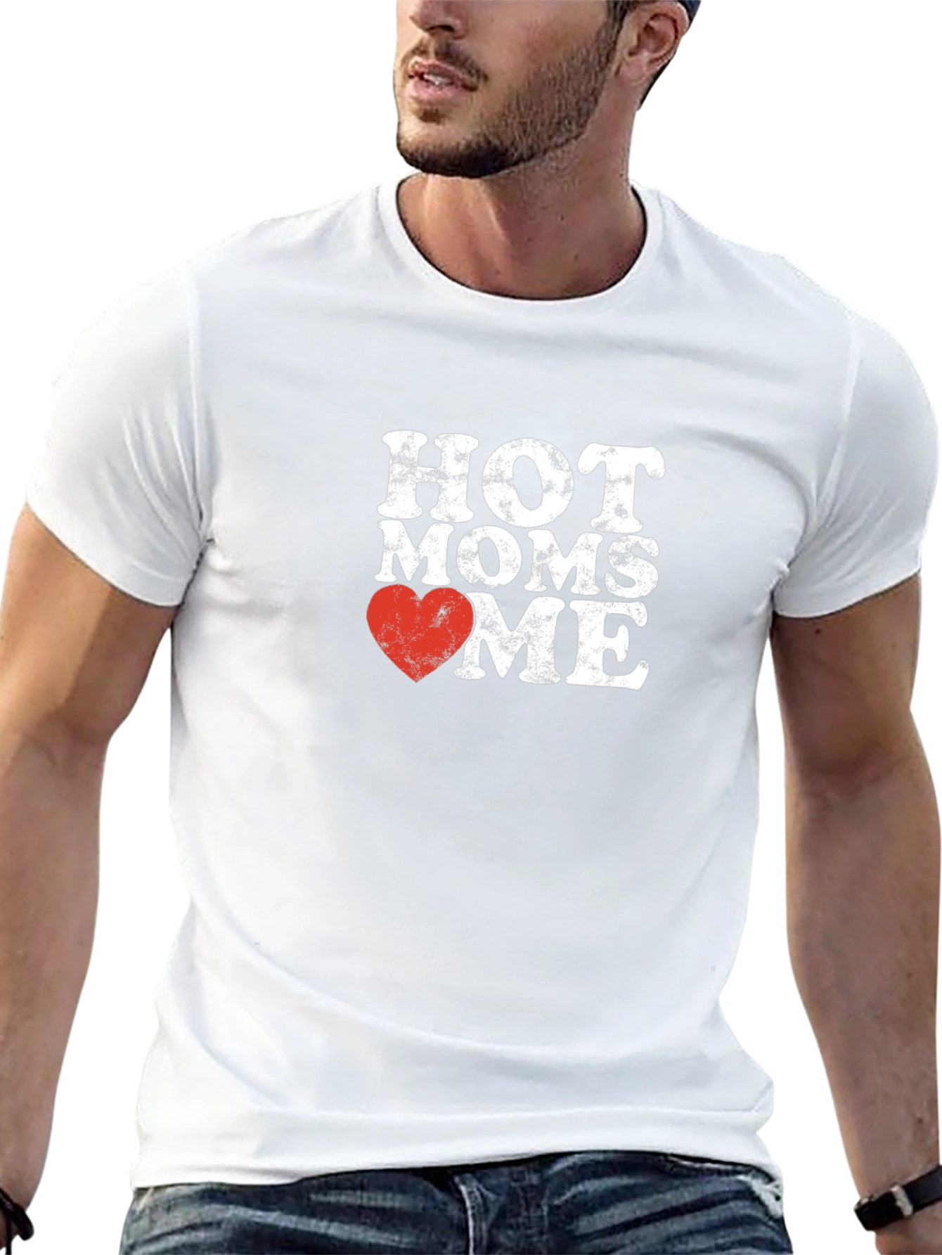 Black Hot Moms Love Me Graphic T-Shirt - Novelty Humor Tee view 13
