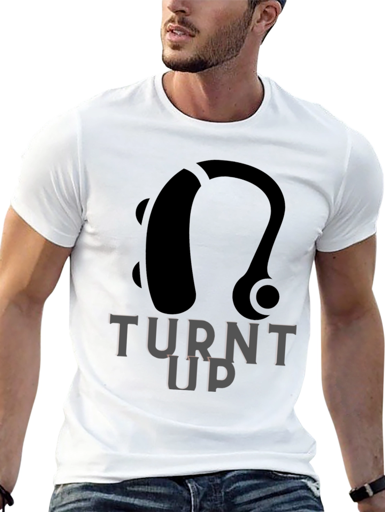Turnt Up Hearing Aid Black Graphic Tee - 13