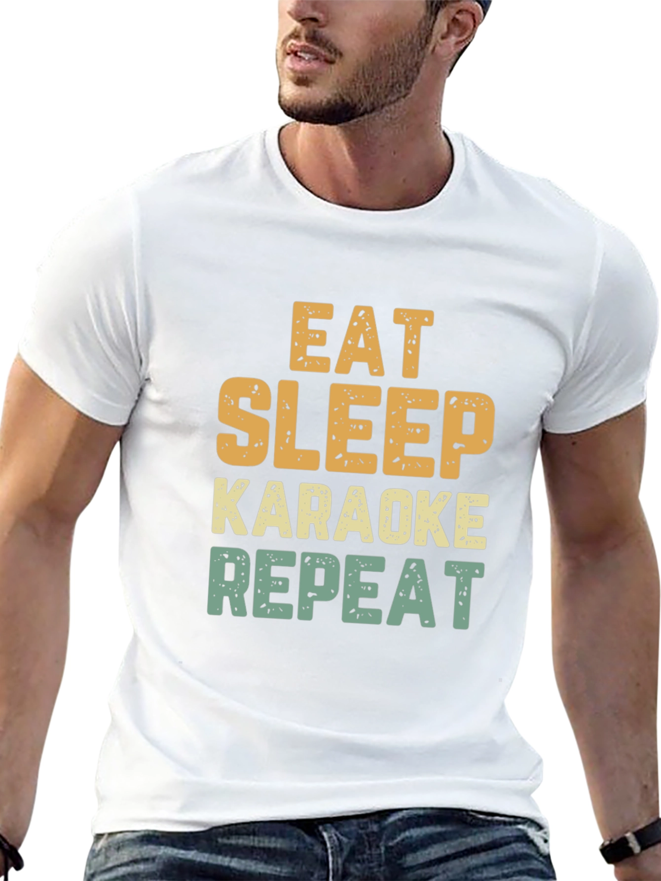 Black Eat Sleep Karaoke Repeat Funny T-Shirt view 13