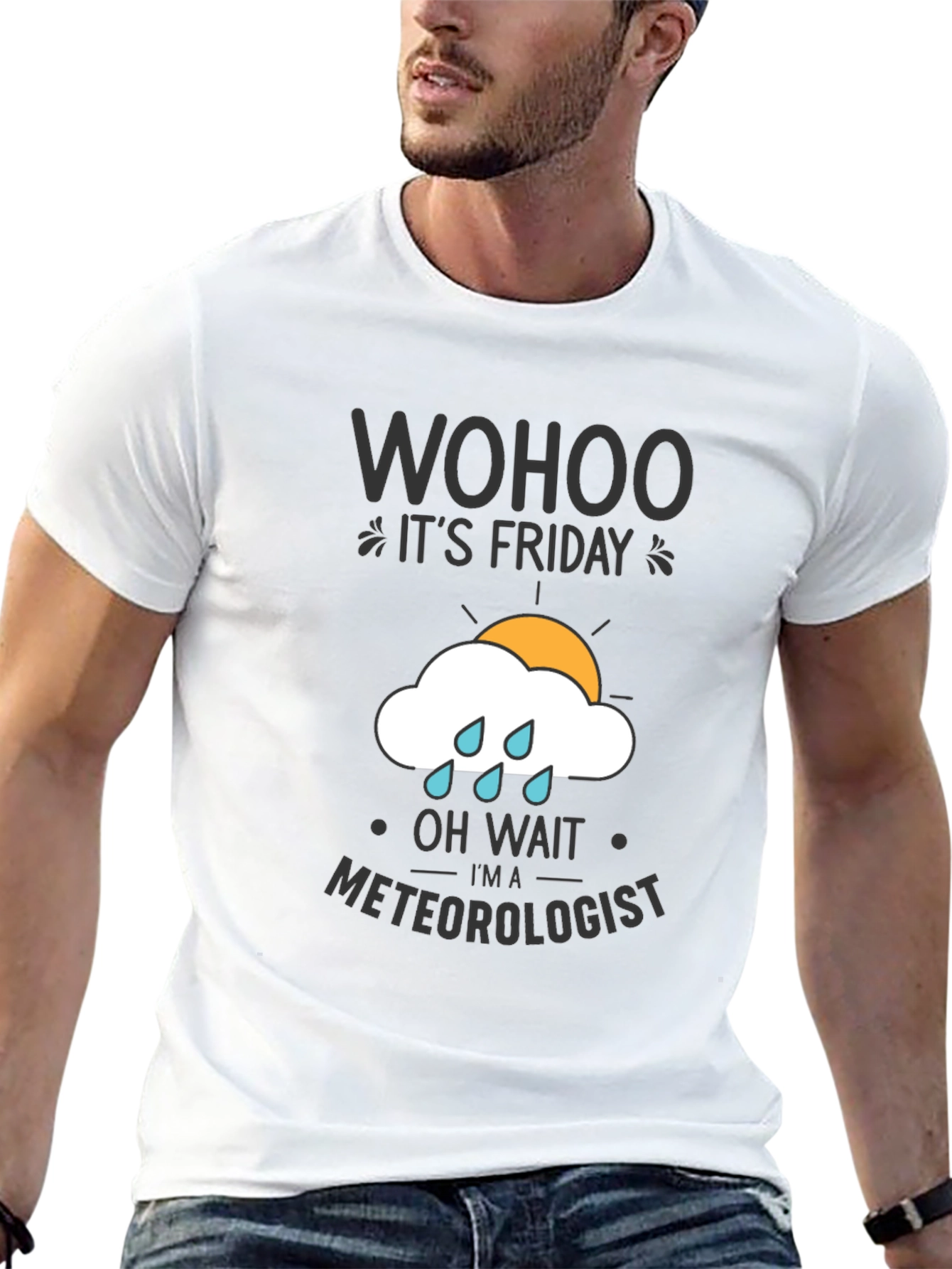 Black Wohoo It's Friday Meteorologist T-Shirt view 13