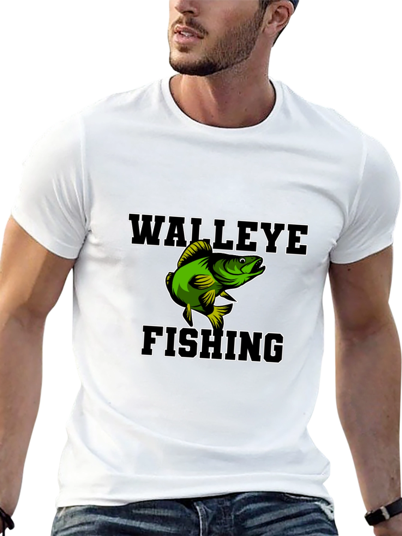 Black Walleye Fishing Graphic Tee - Black Cotton Blend Shirt view 13