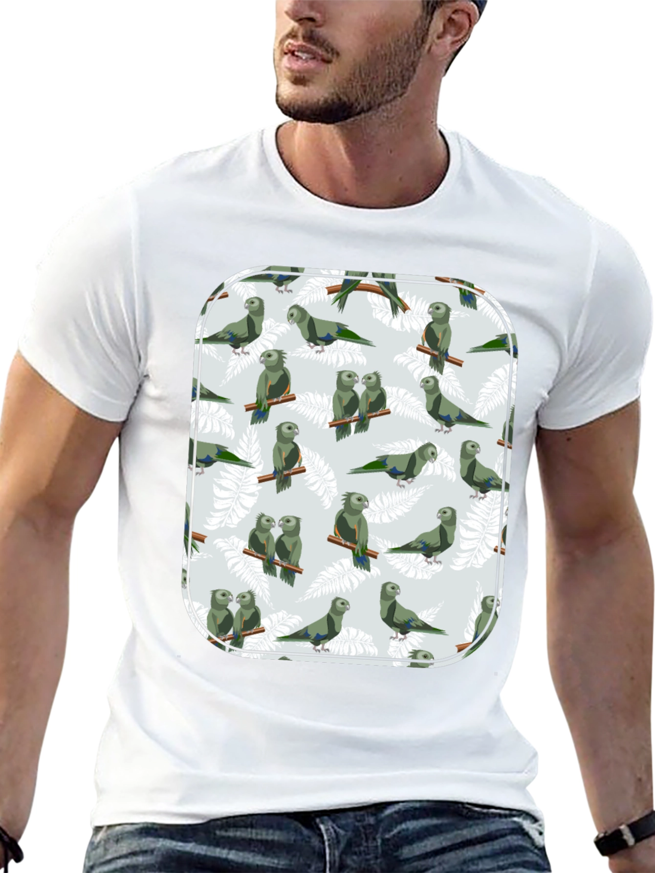 Black Parrot Print T-Shirt - Unique Graphic Tee view 13