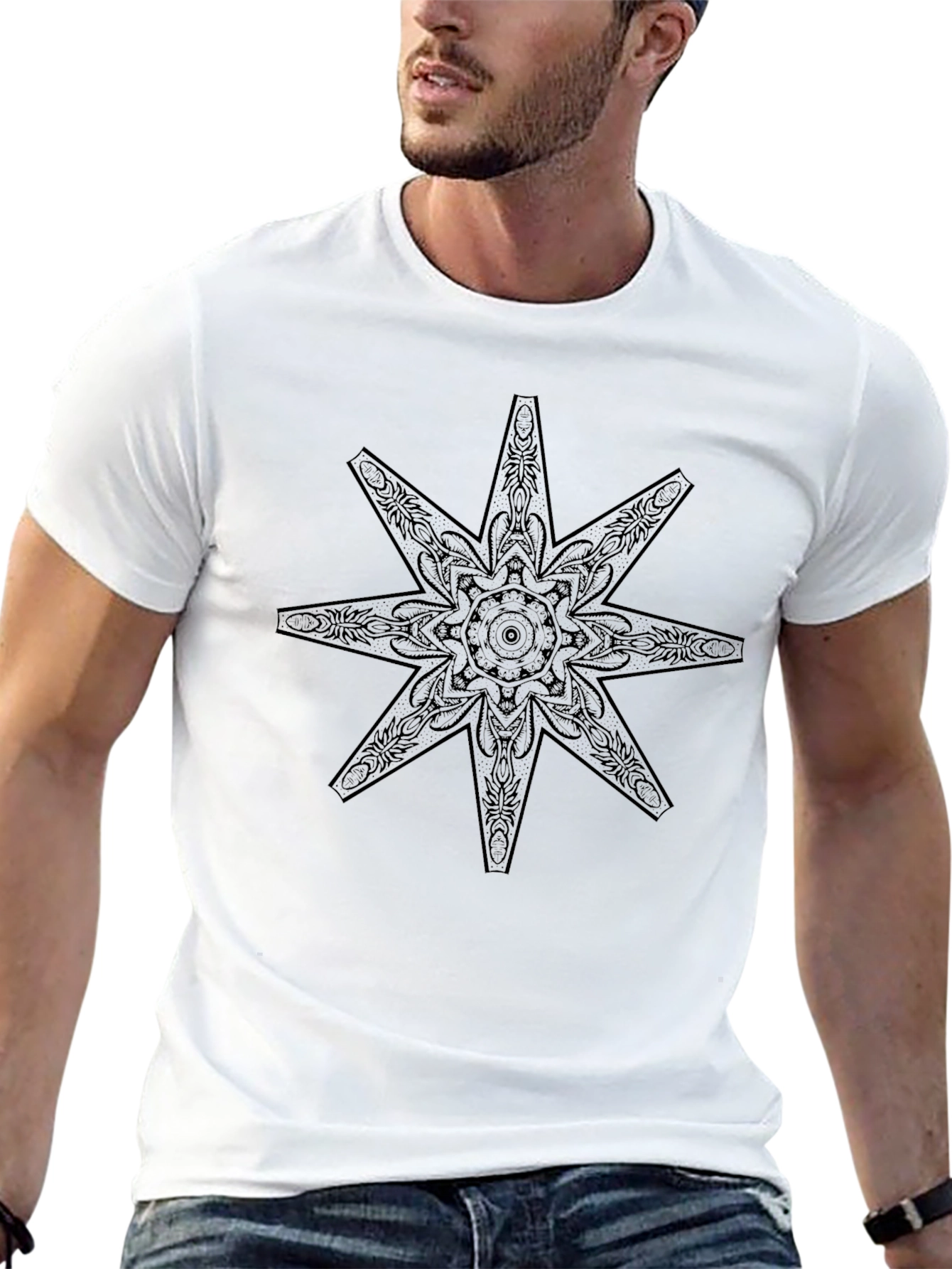 Black Black Graphic Tee with Star Design view 13