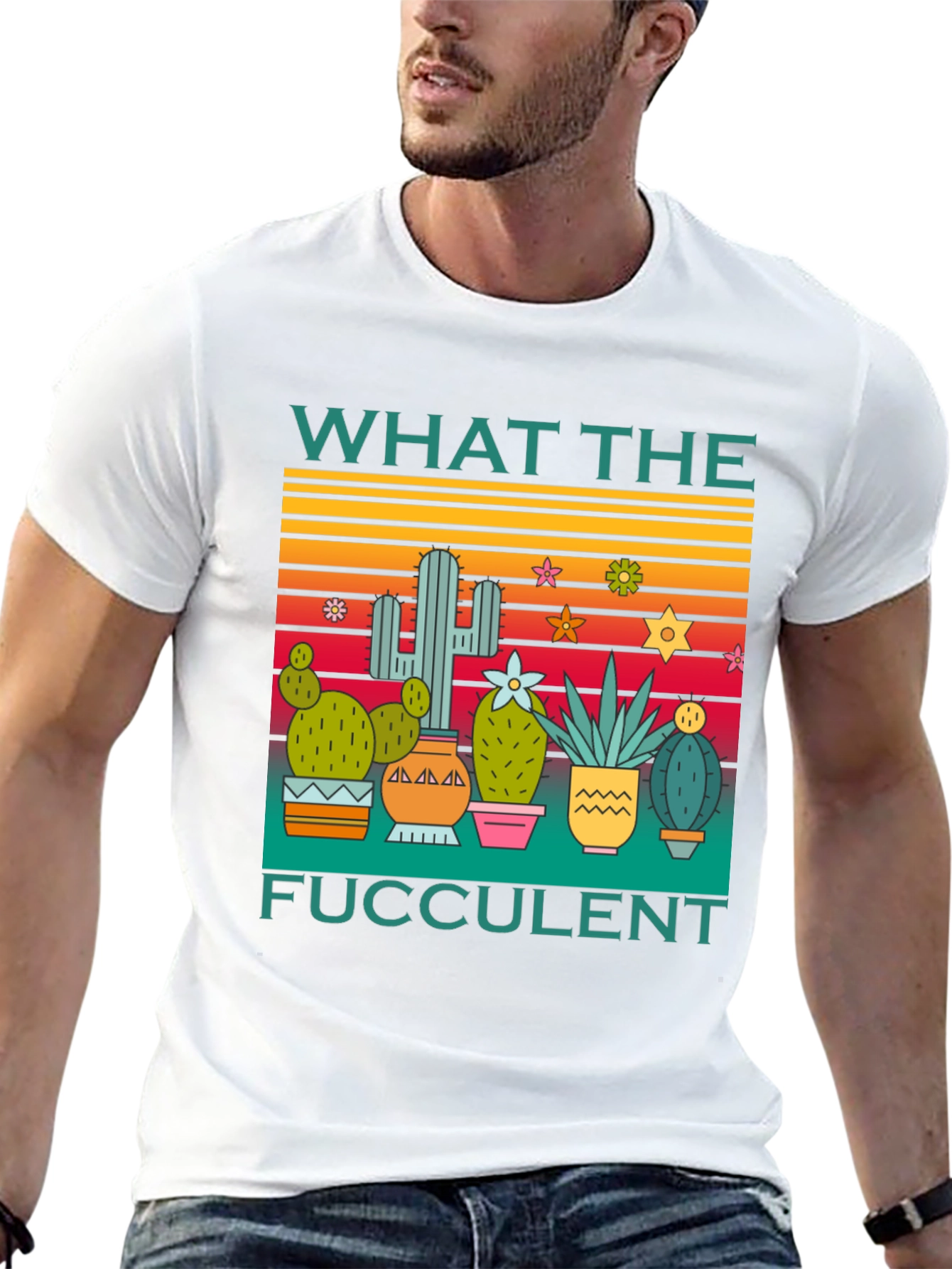 Black What the Fucculent T-Shirt Cactus Graphic Tee view 13