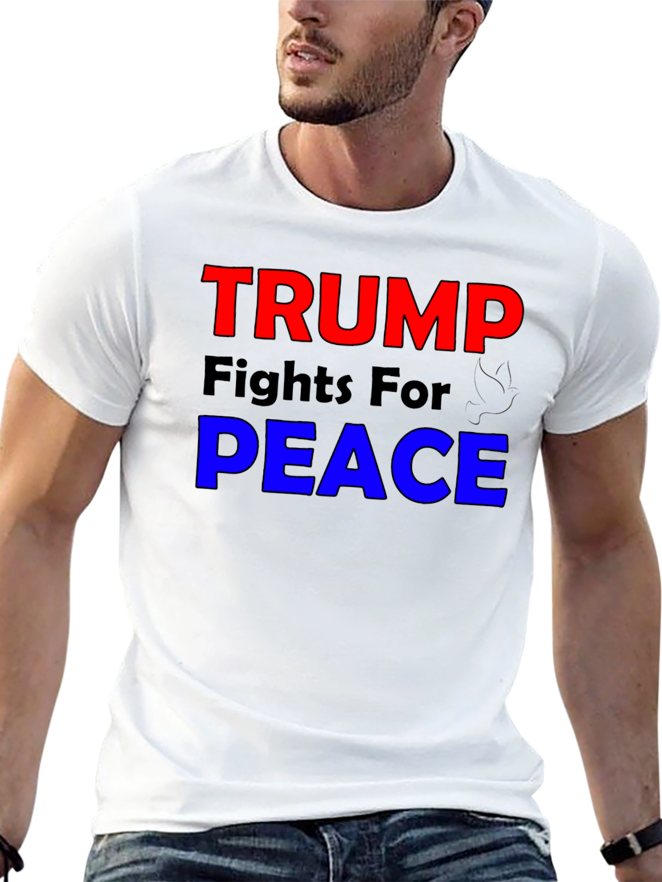 Black Trump Fights for Peace Graphic T-Shirt view 13