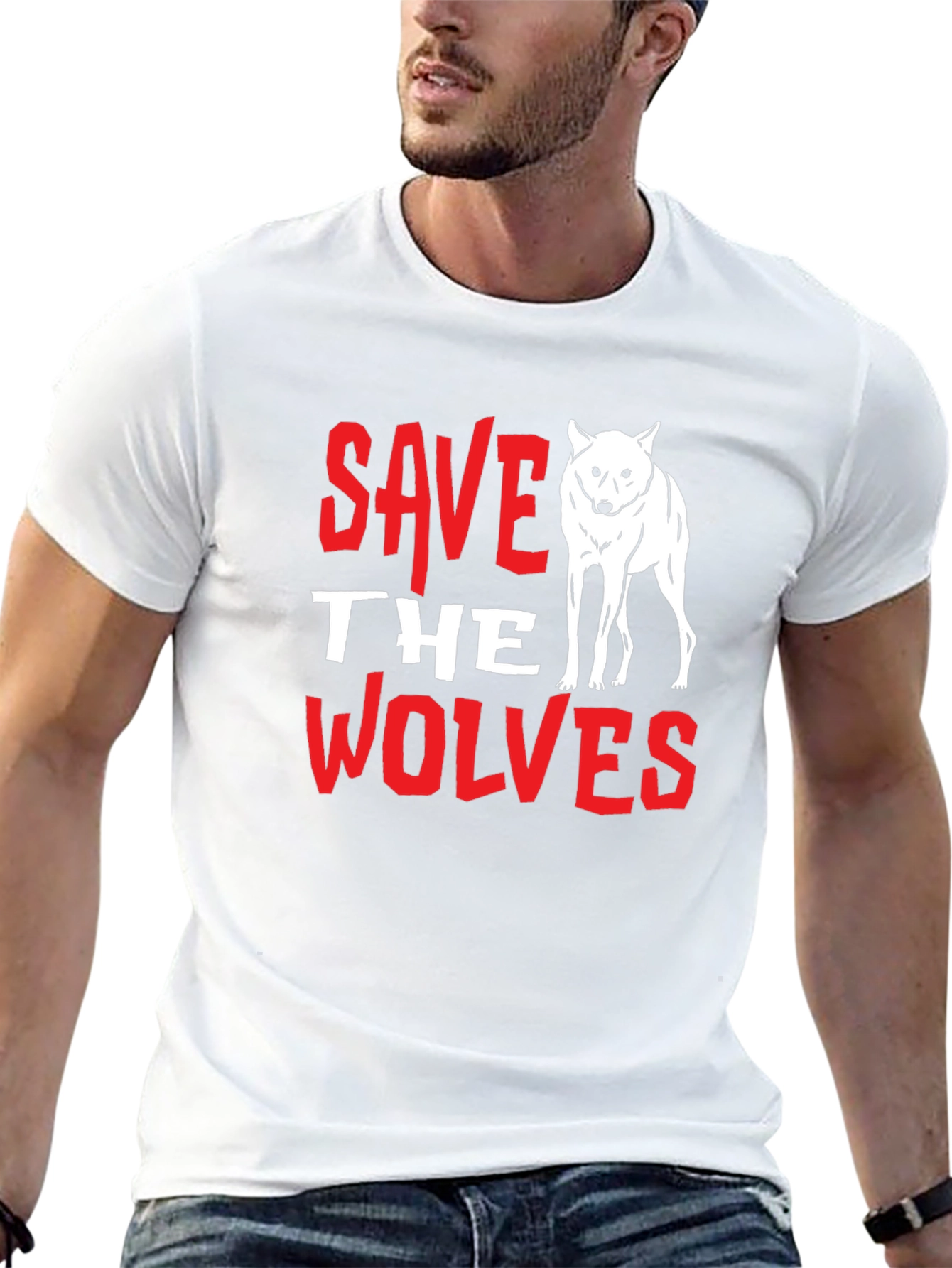 Black Save the Wolves Graphic Tee - Black view 13