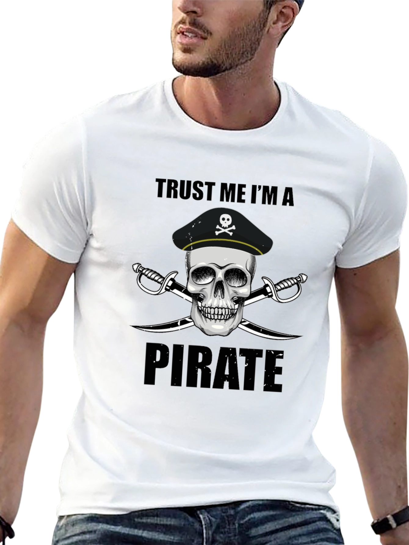 Black Trust Me I'm a Pirate Men's Black T-Shirt view 13