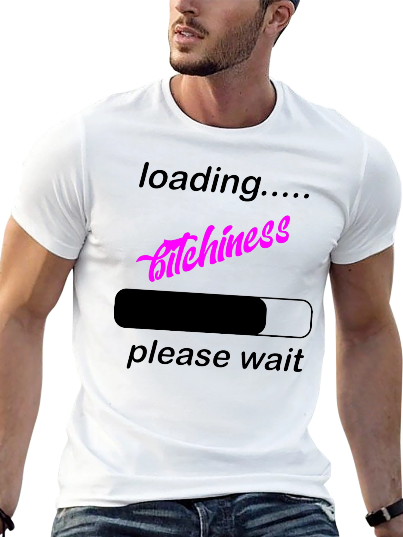 Black Loading Bitchiness T-Shirt, Funny Graphic Tee view 13