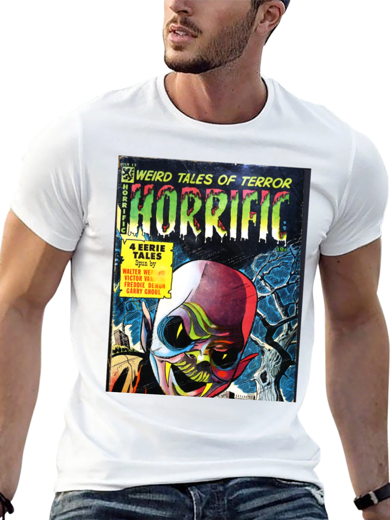 Black Horrific Comic Book T-Shirt view 13