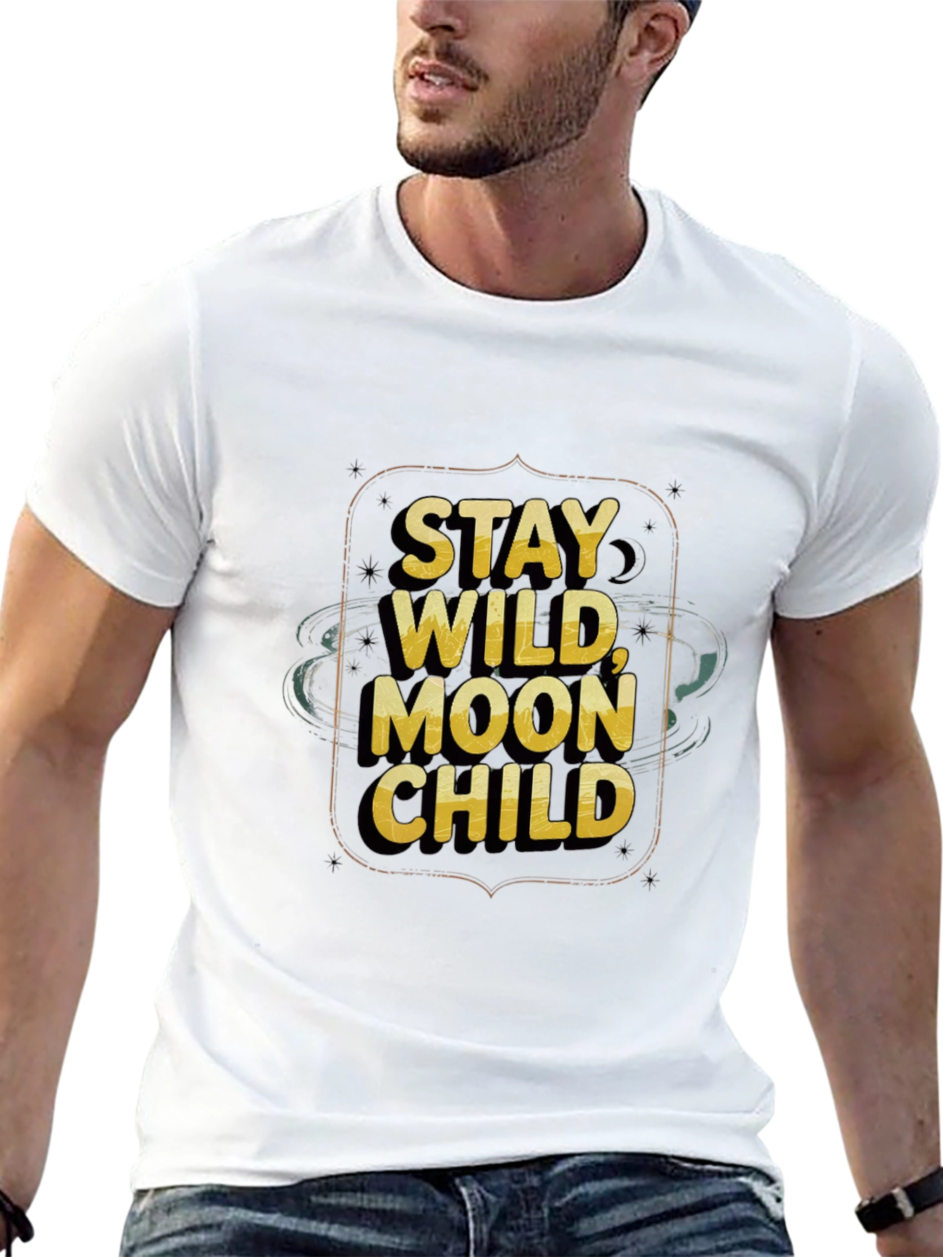 Black Stay Wild Moon Child Black Graphic Tee view 13