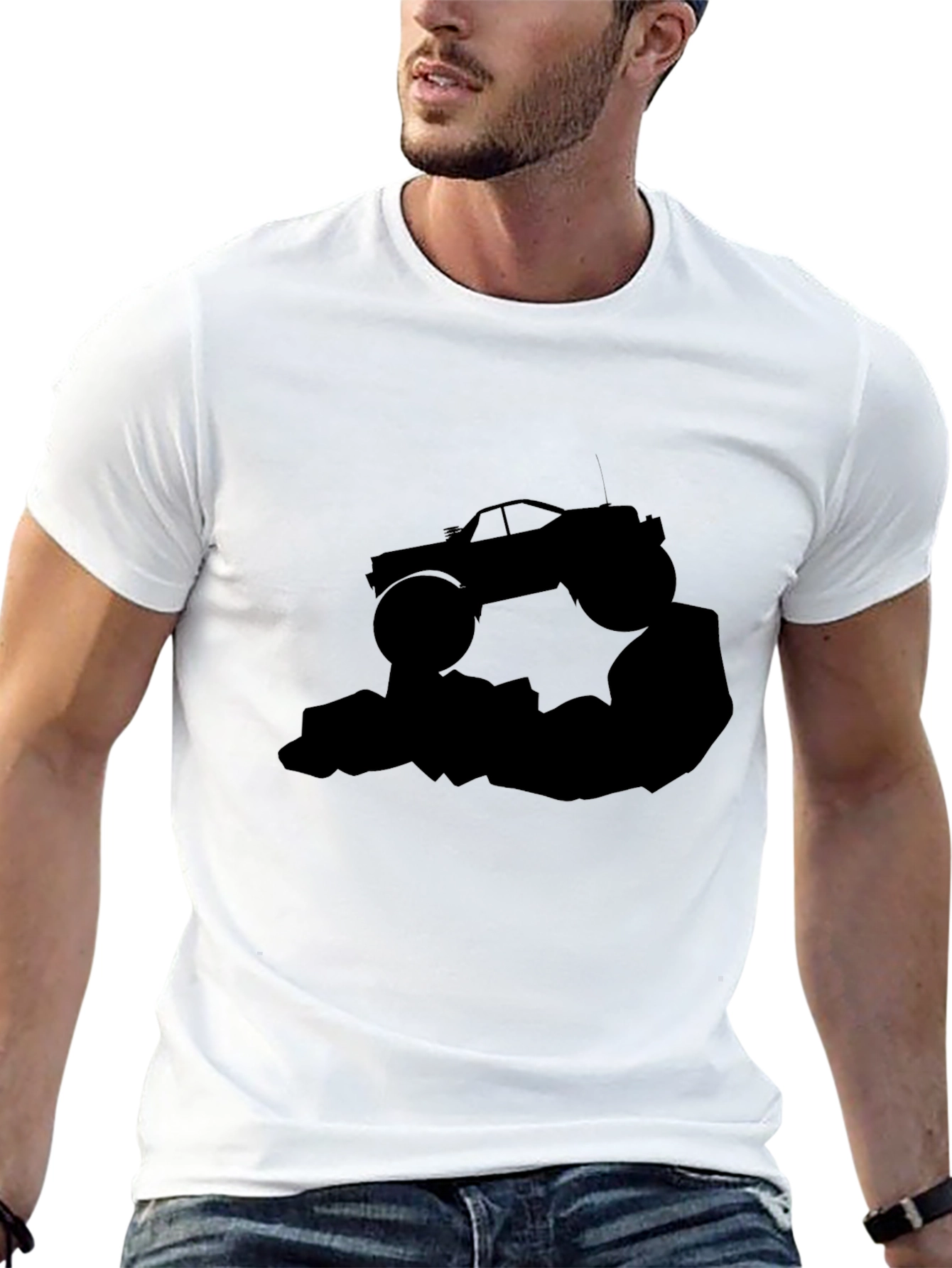 Black Monster Truck Graphic Tee - Black Cotton view 13