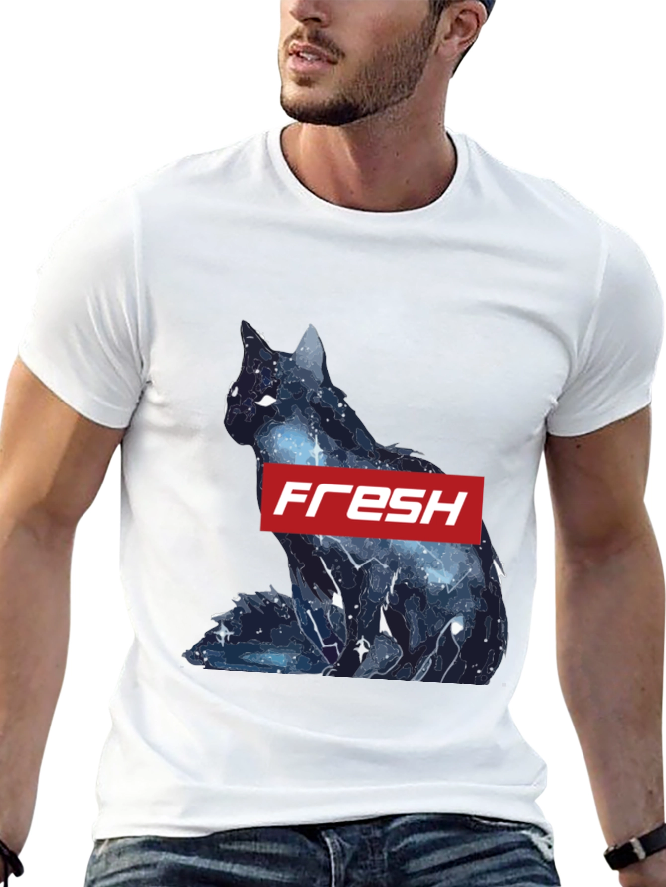 Fresh Galaxy Cat T-Shirt - Stylish Black Tee - 13